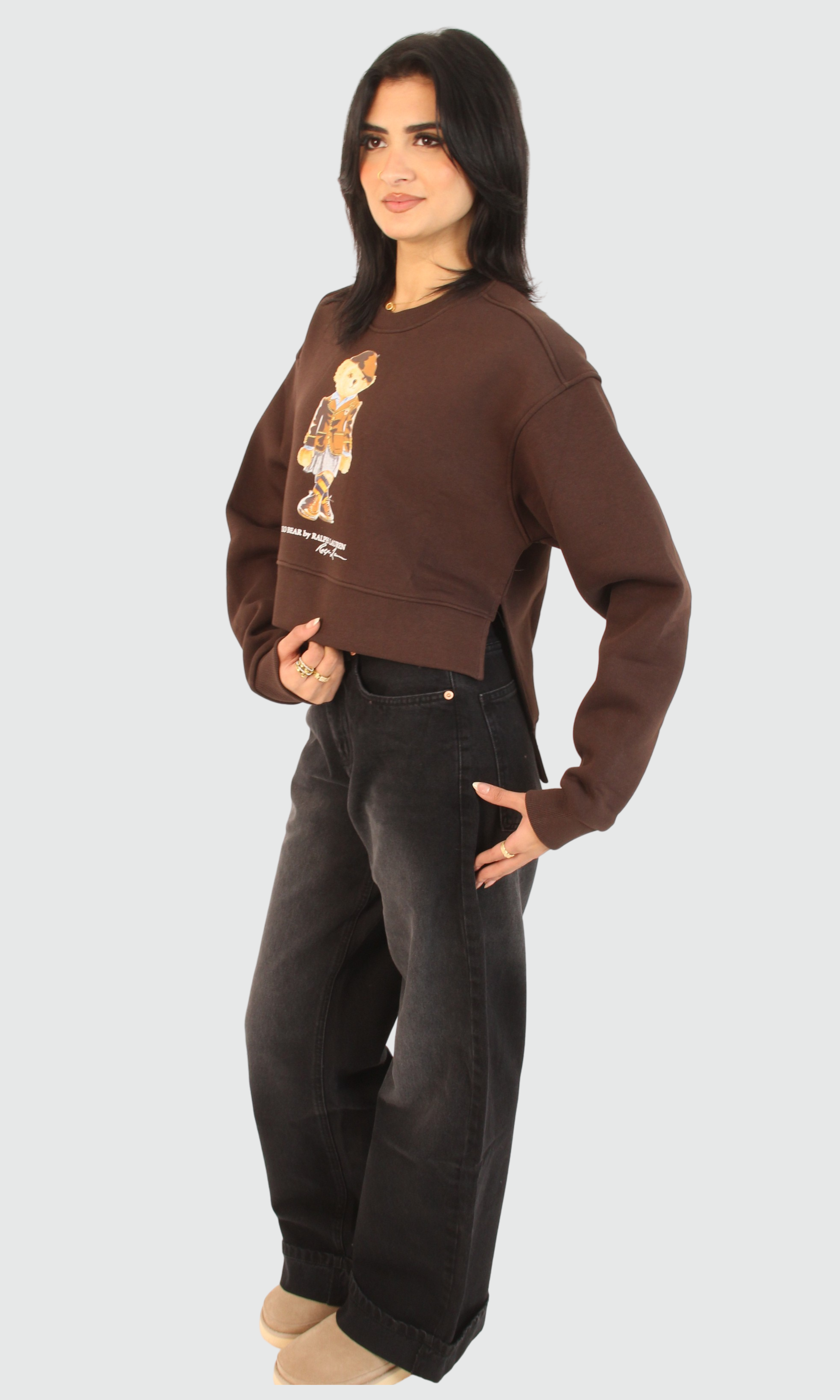 Women Crew Neck Cropped Sweatshirt