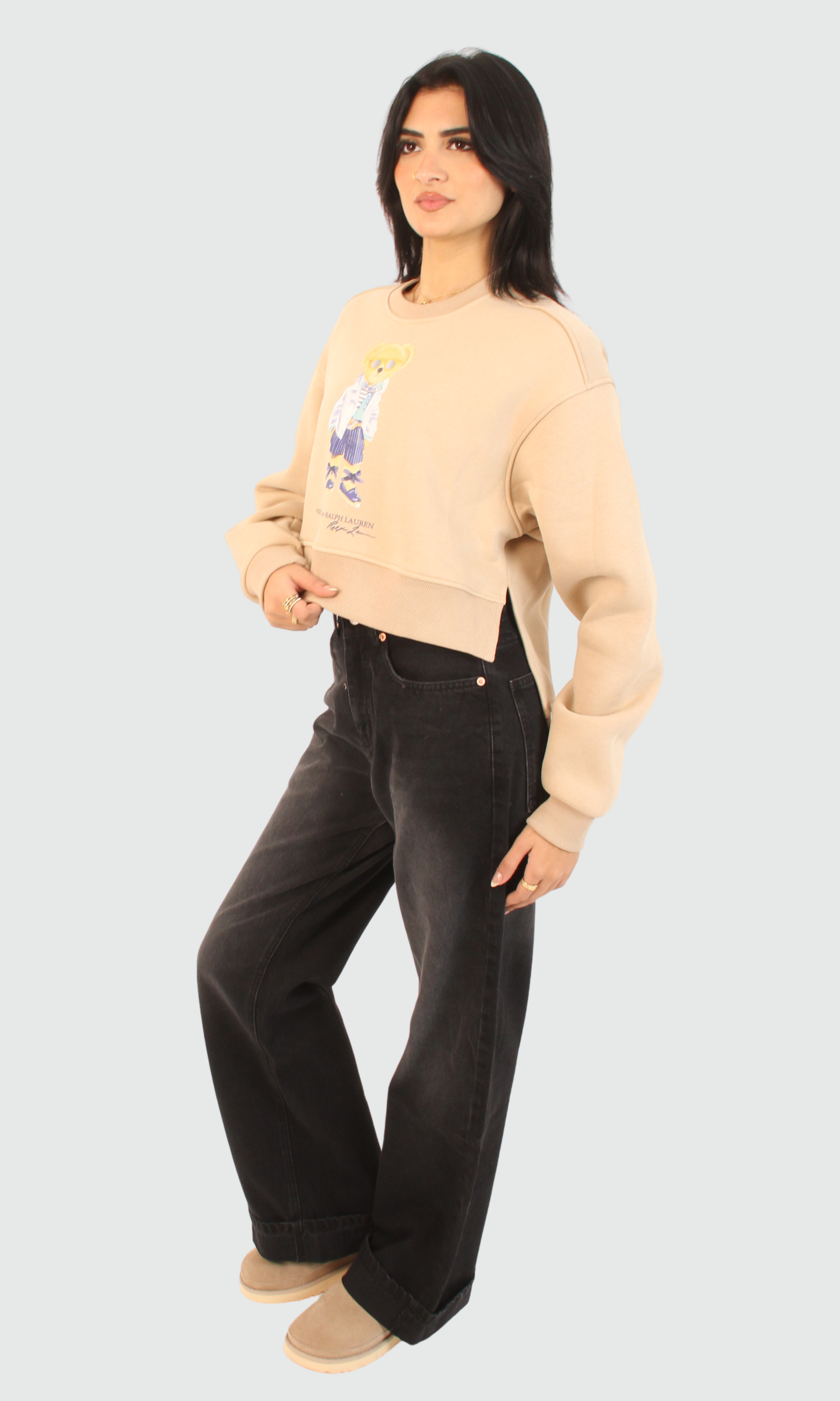 Women Crew Neck Cropped Sweatshirt