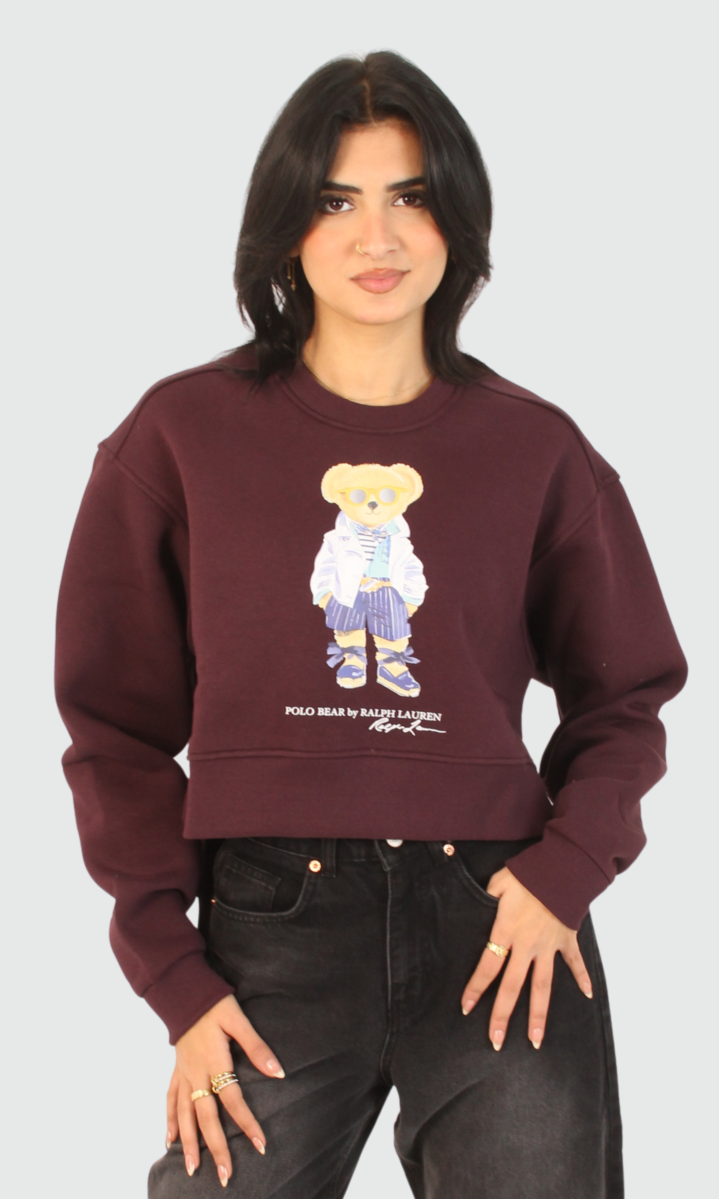 Women Crew Neck Cropped Sweatshirt