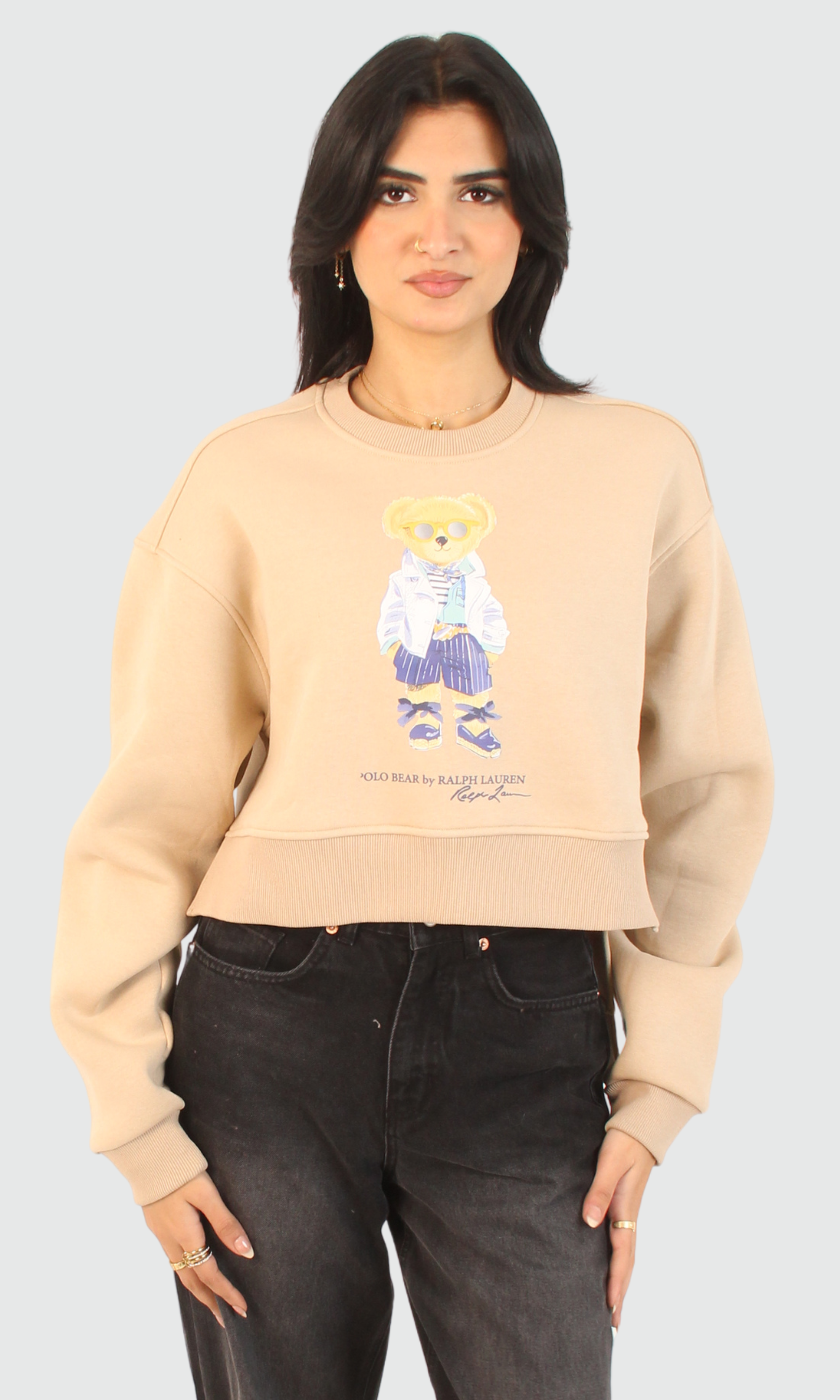 Women Crew Neck Cropped Sweatshirt