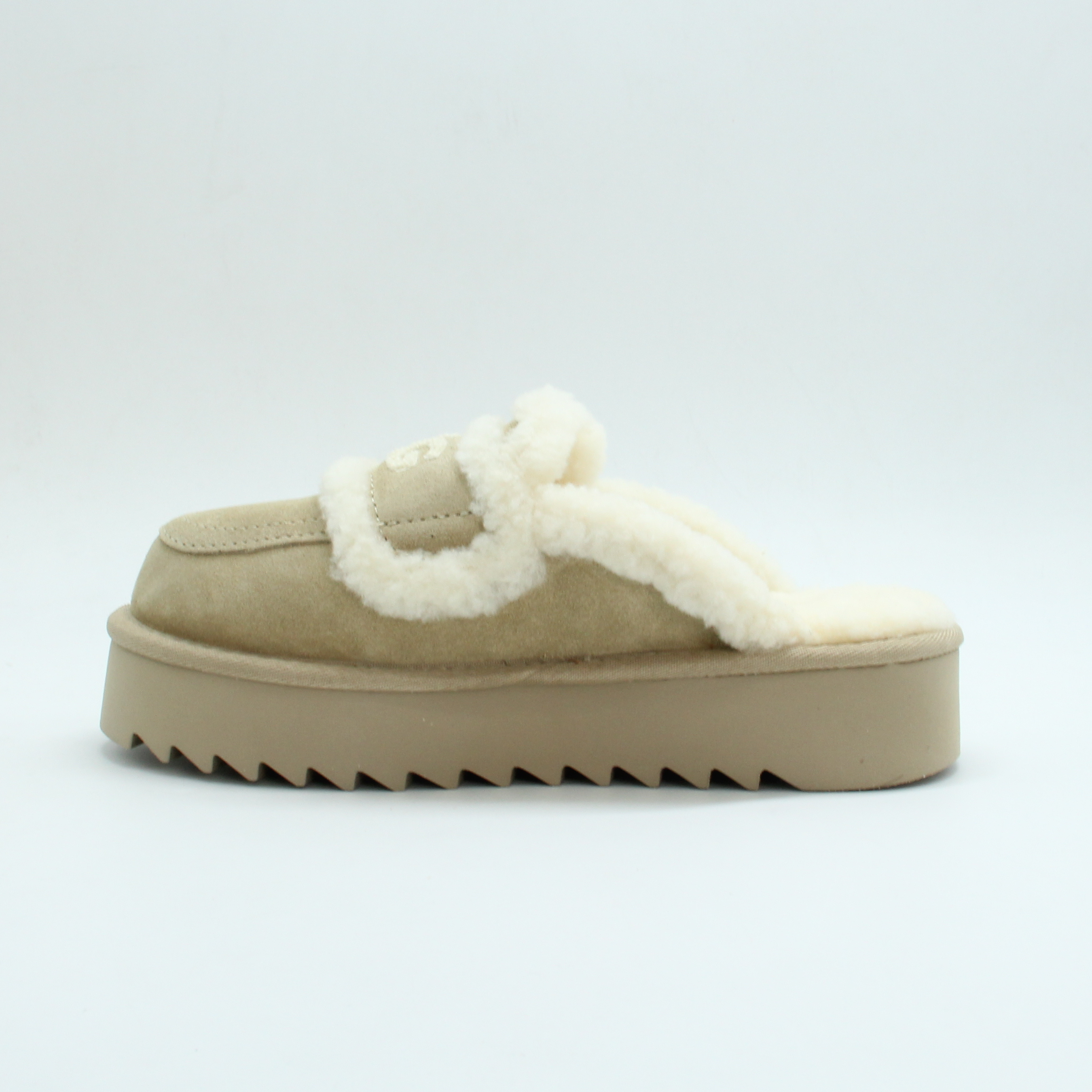 Erin Platform Scuff Shearling Slipper (Sand)