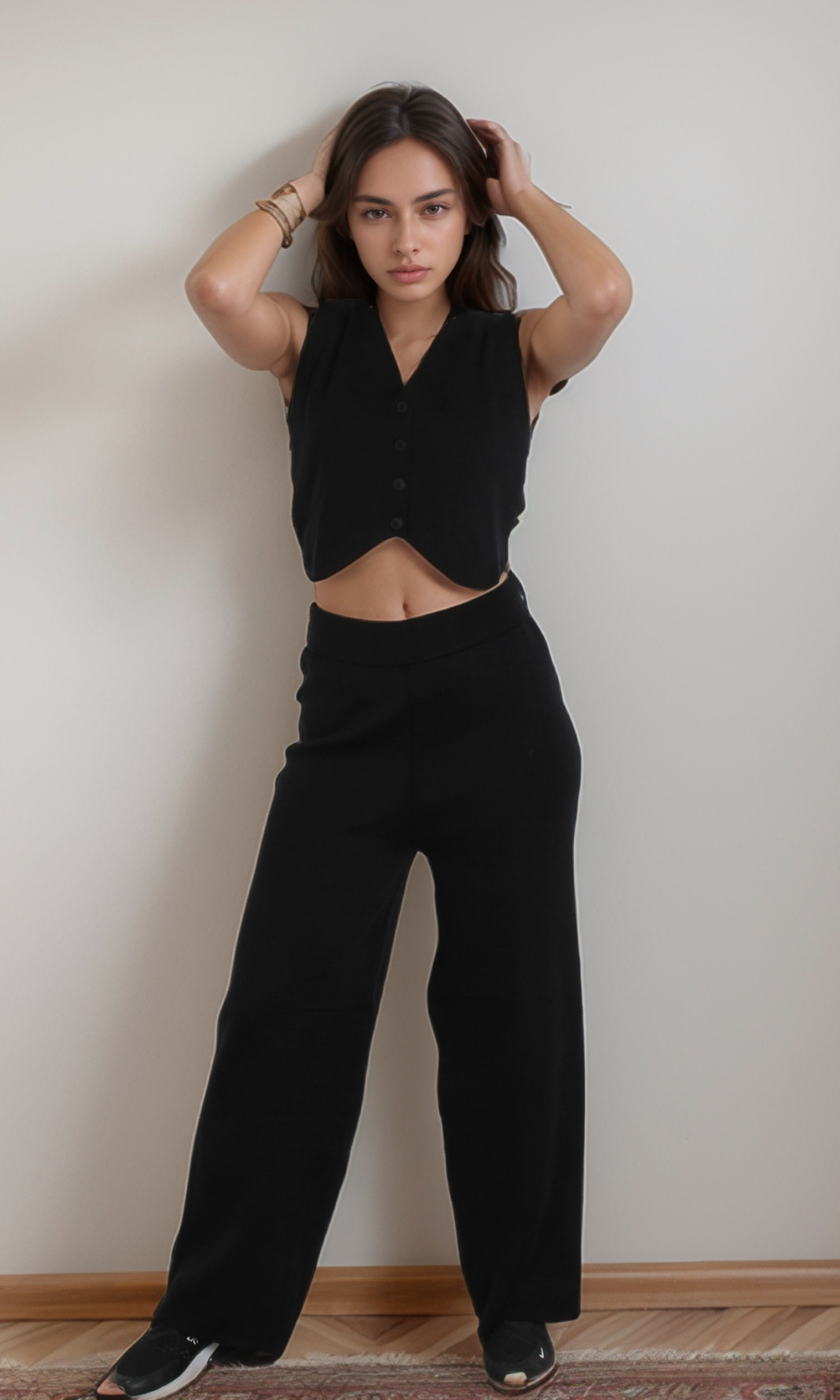 Two-Piece Women Knitted Set (Black)