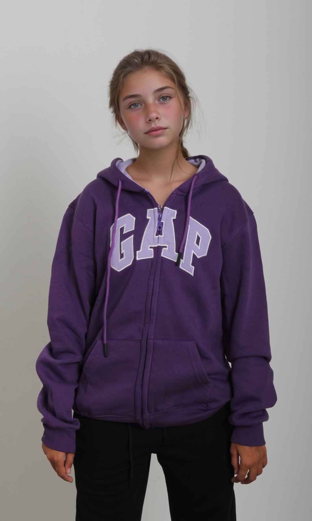 Girls Arch Logo Hoodie Zip-Up (Purple)