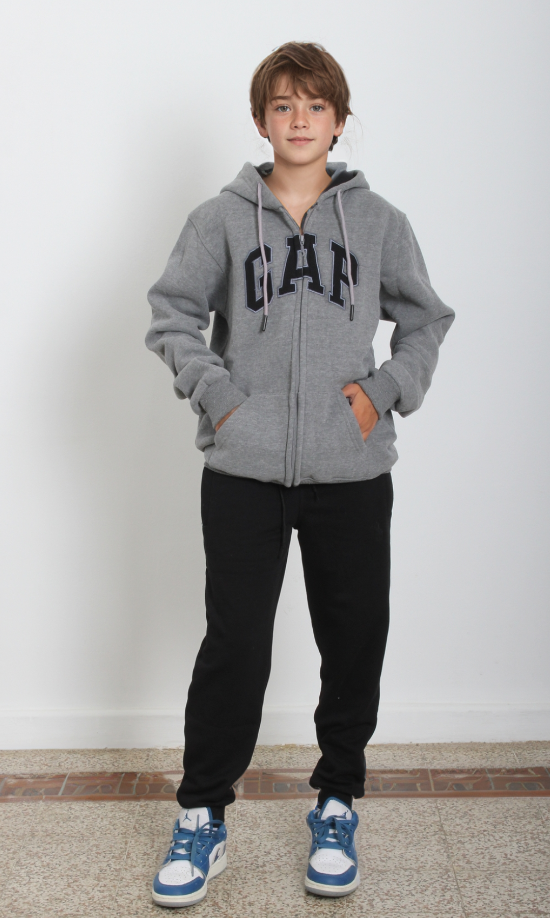Boys - Girls Arch Logo Hoodie Zip-Up (Dark Grey)