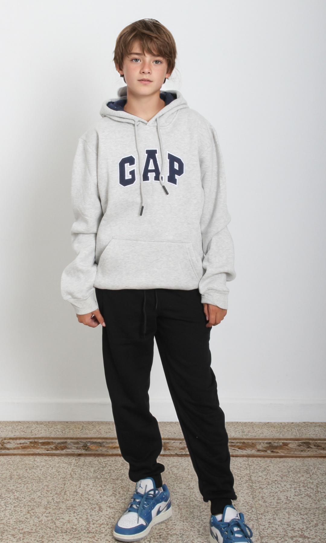 Boys - Girls  Arch Logo Hoodie Sweatshirt (Light Grey)