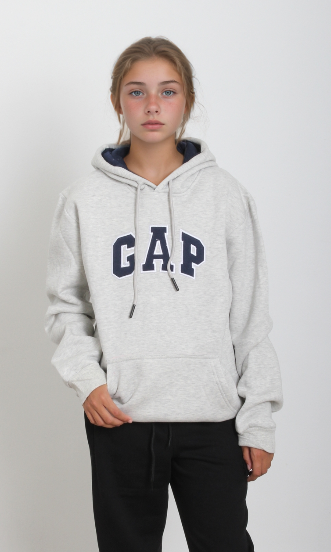 Girls Arch Logo Hoodie Sweatshirt (Light Grey)