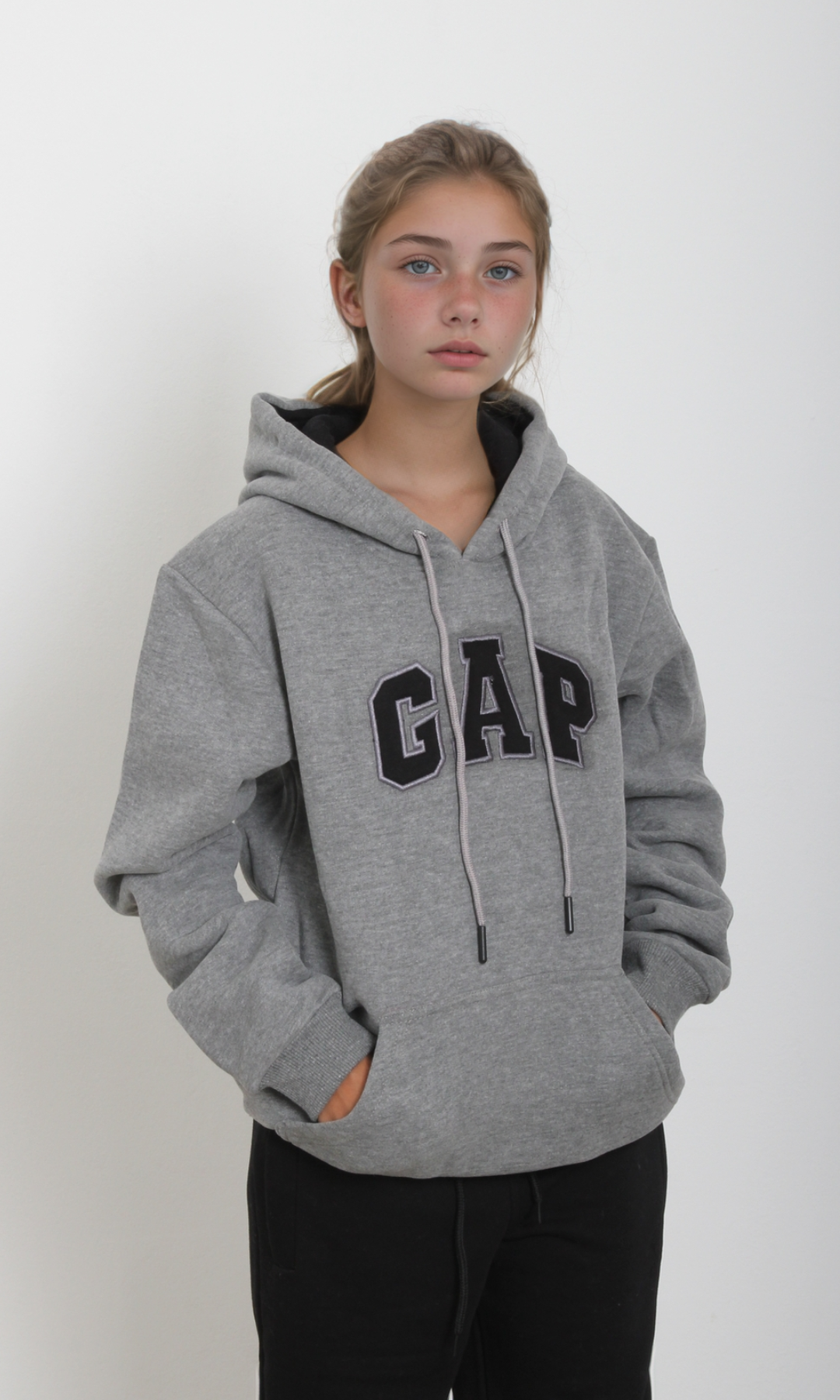 Girls Arch Logo Hoodie Sweatshirt (Dark Grey)