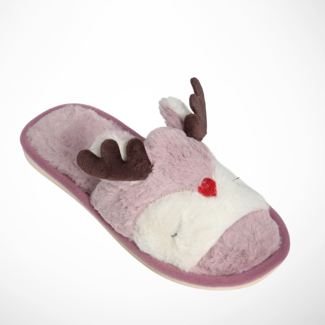 Women Open Slipper Reindeer (Purple )