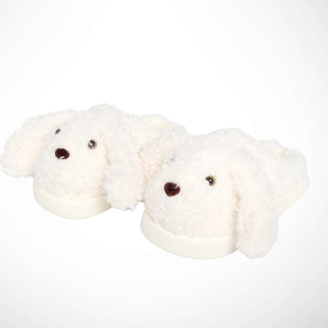 Women Furry Slipper Dog (White)