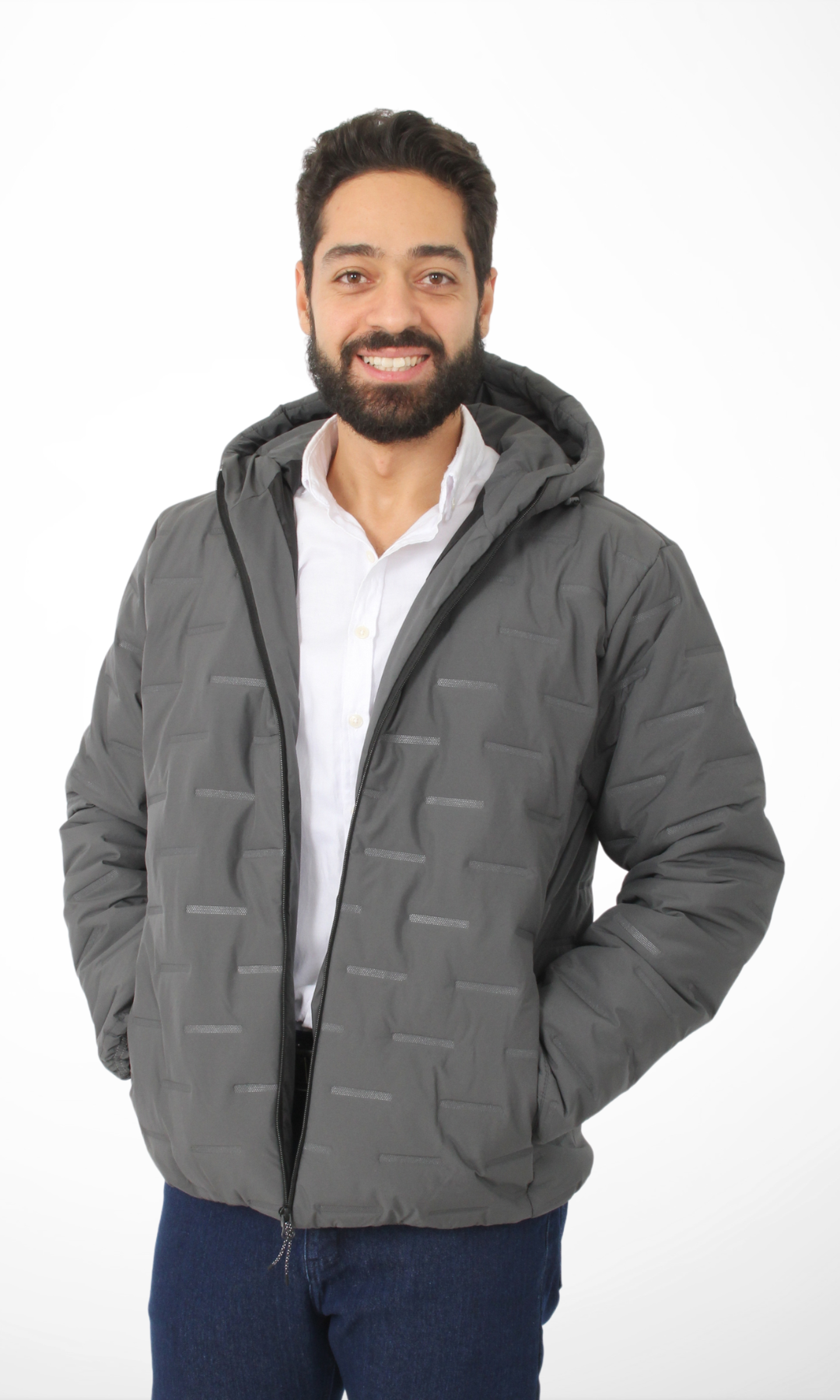 Hooded Puffer Jacket (Grey)