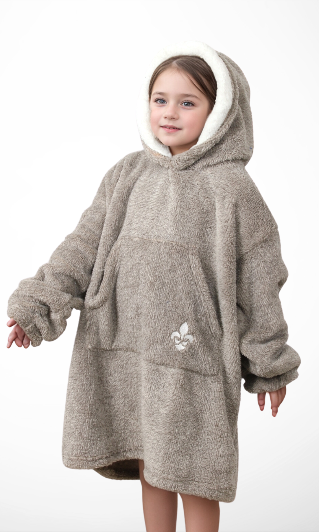 DUCHY Kids Comfy Hoodie Blanket- New (Café)