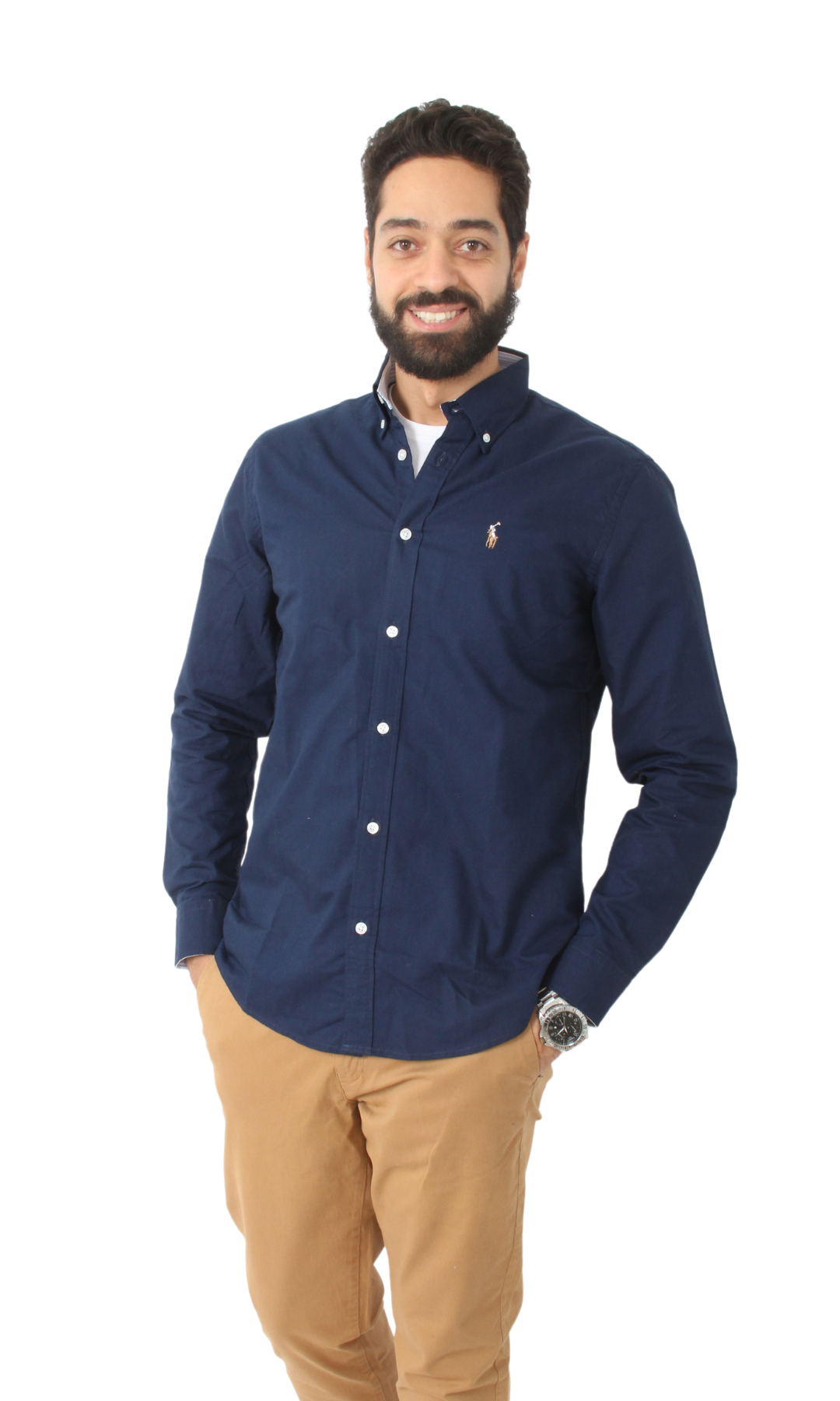 Men Slim Fit Oxford Shirt -PRL (Dark Blue)
