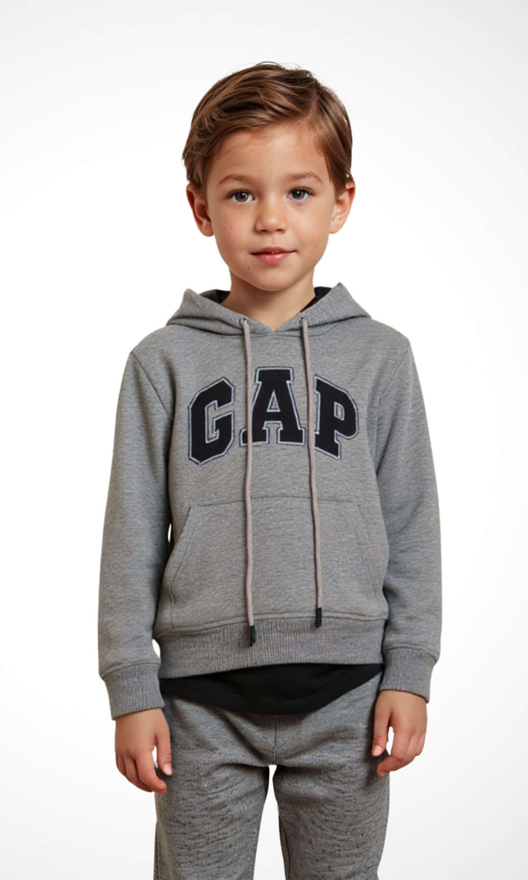 Boys - Girls  Arch Logo Hoodie Sweatshirt (Dark Grey)