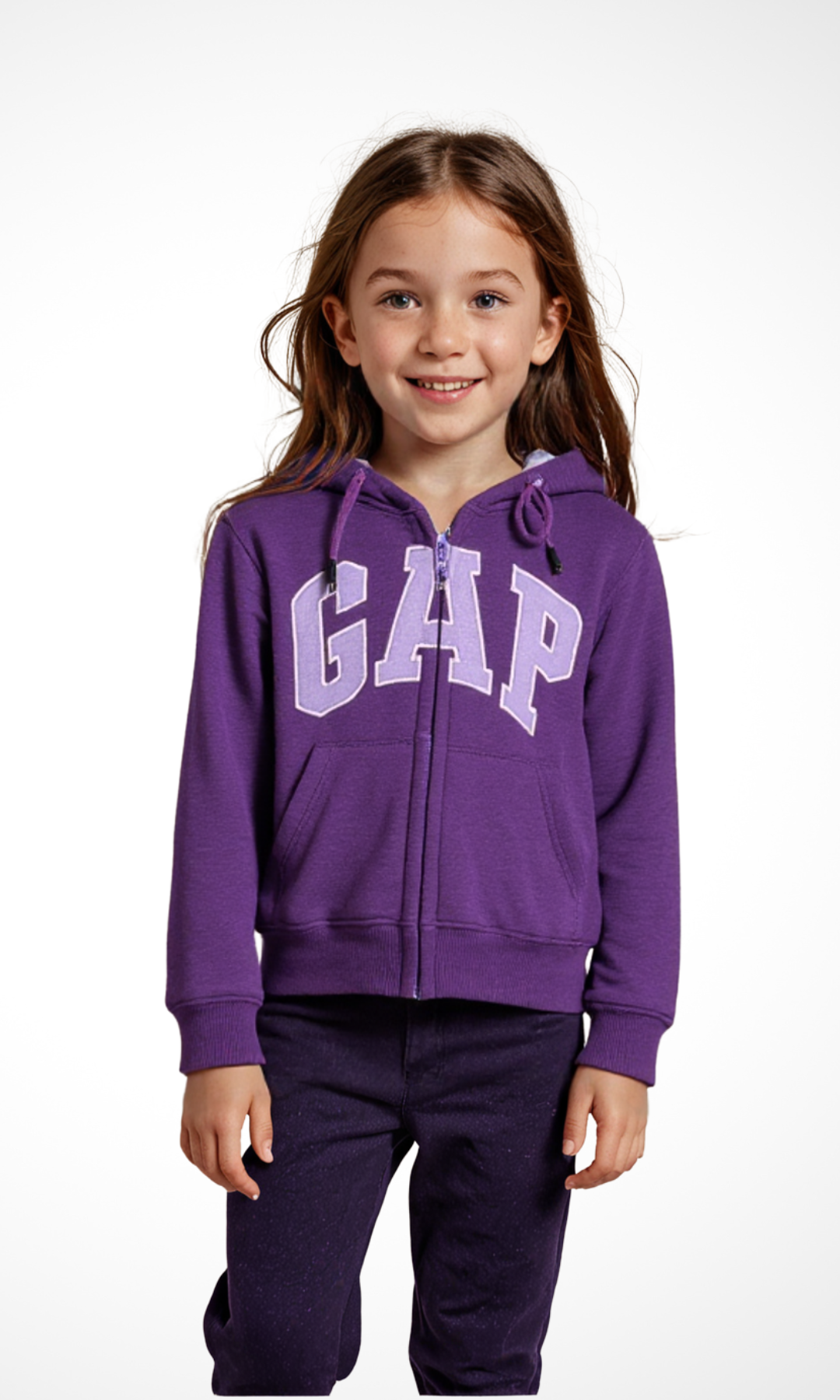 Girls Arch Logo Hoodie Zip-Up (Purple)