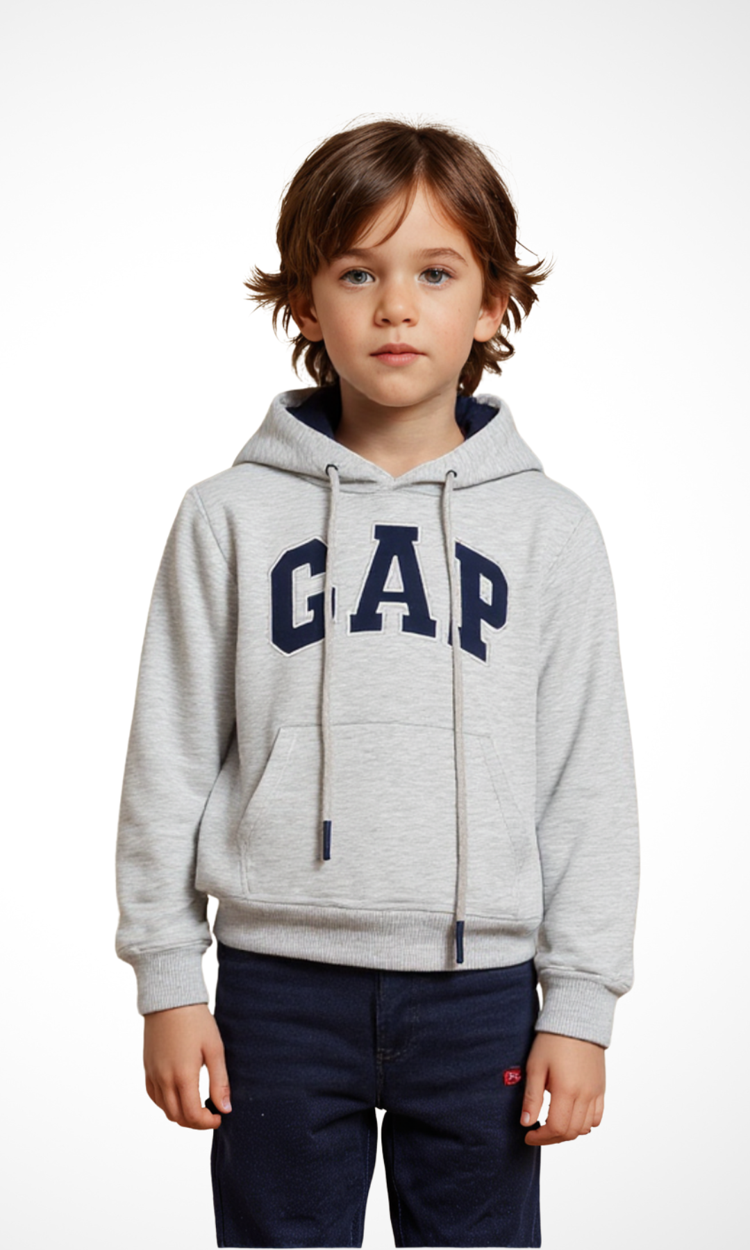 Boys - Girls  Arch Logo Hoodie Sweatshirt (Light Grey)