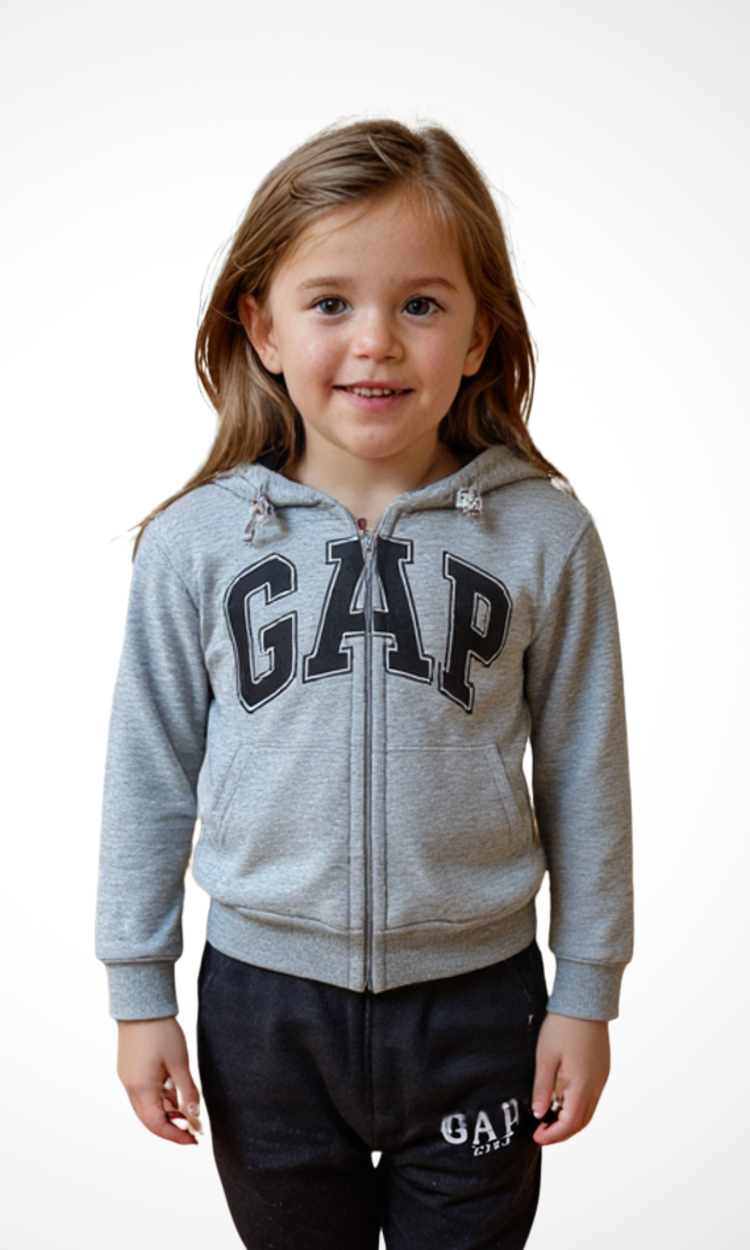 Girls Arch Logo Hoodie Zip-Up (Dark Grey)
