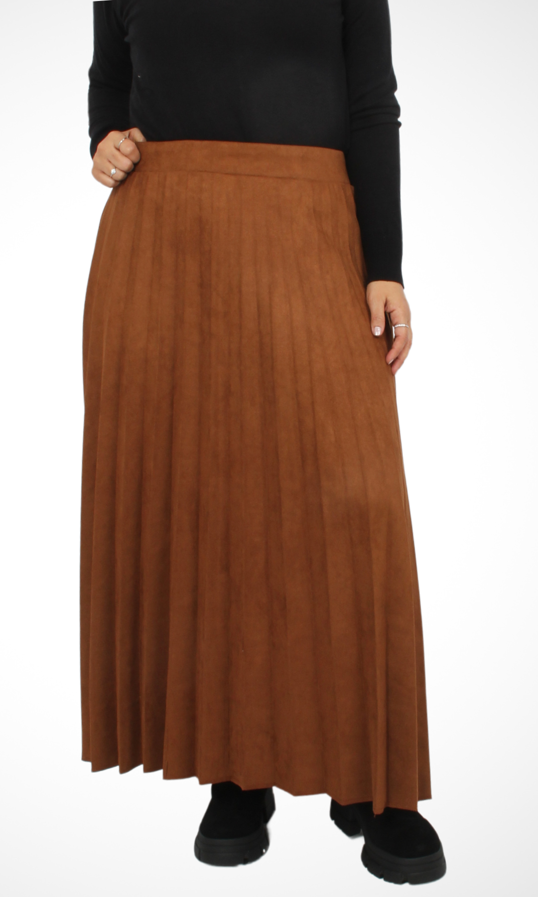 Women Pleated Skirt (Brown)