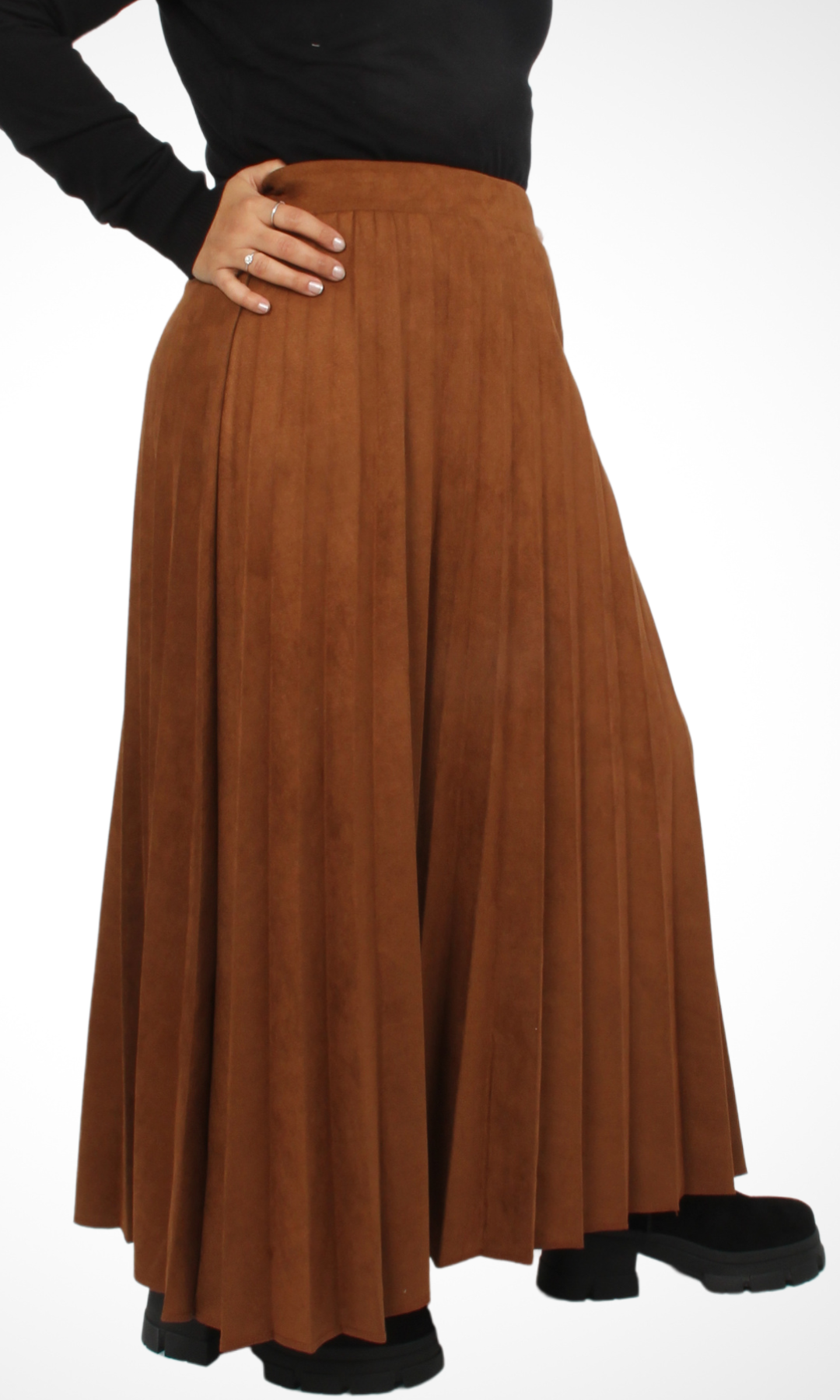Women Pleated Skirt (Brown)