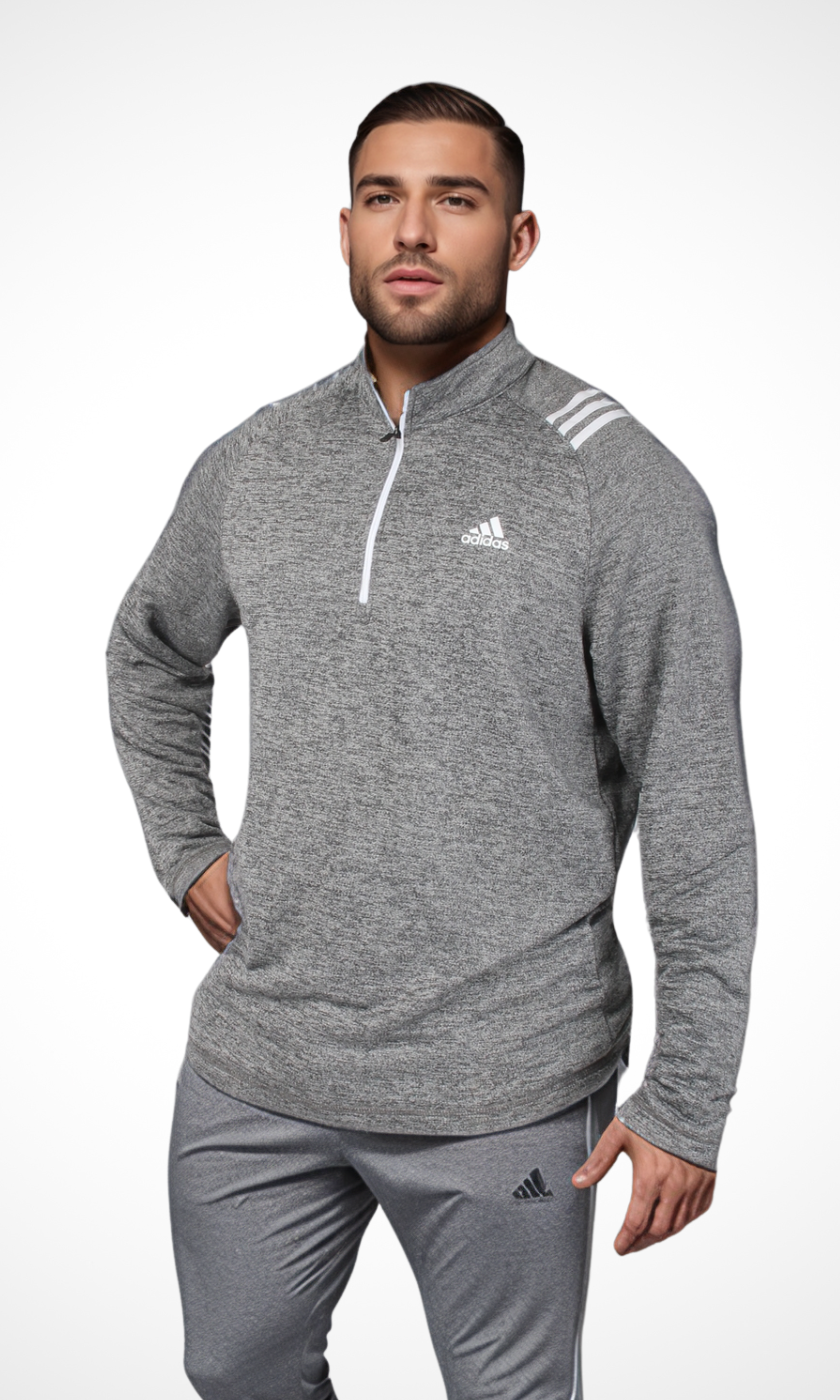 Men Half Zip Golf Pullover (Grey)