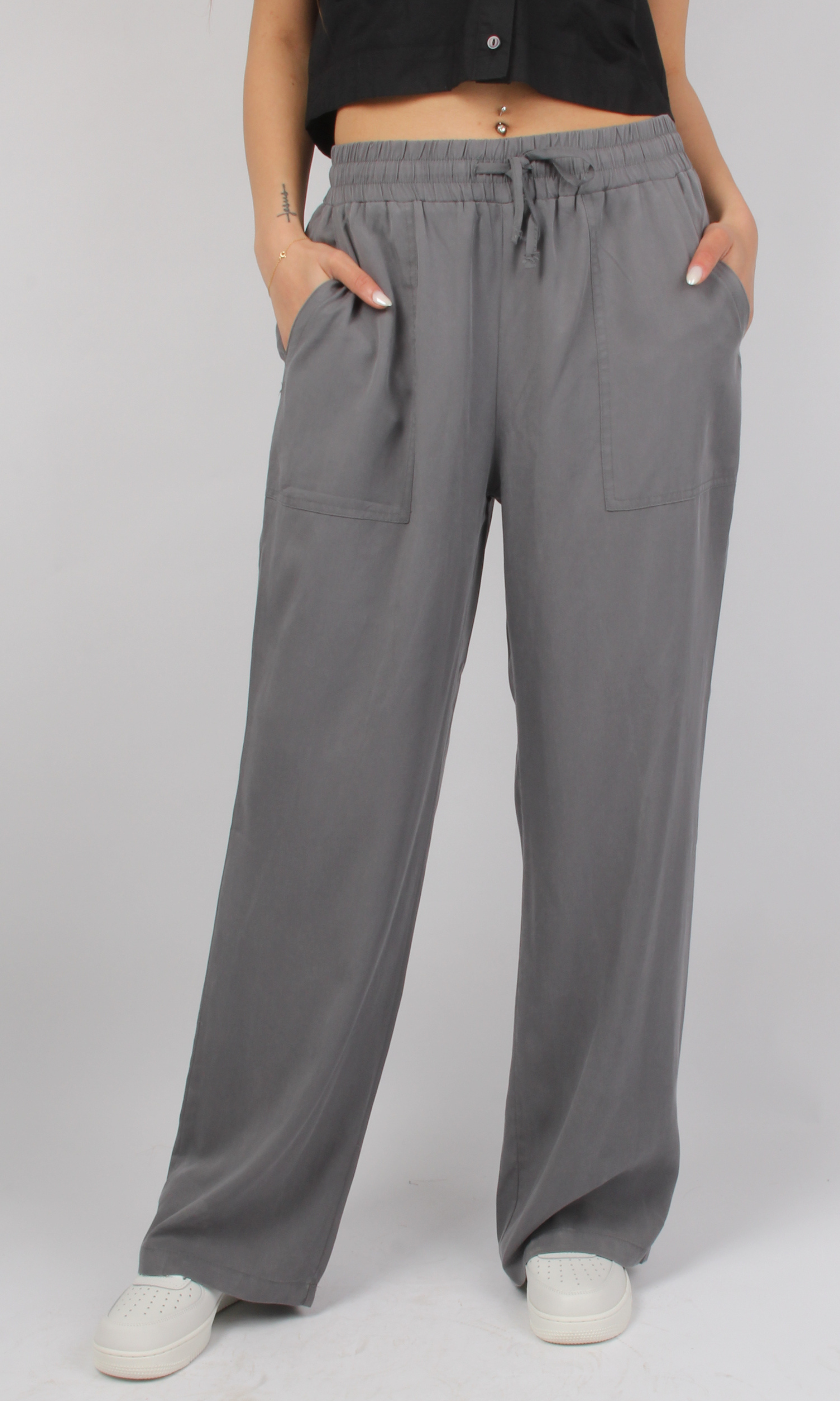 Women Elastic Waist Wide Leg Pants