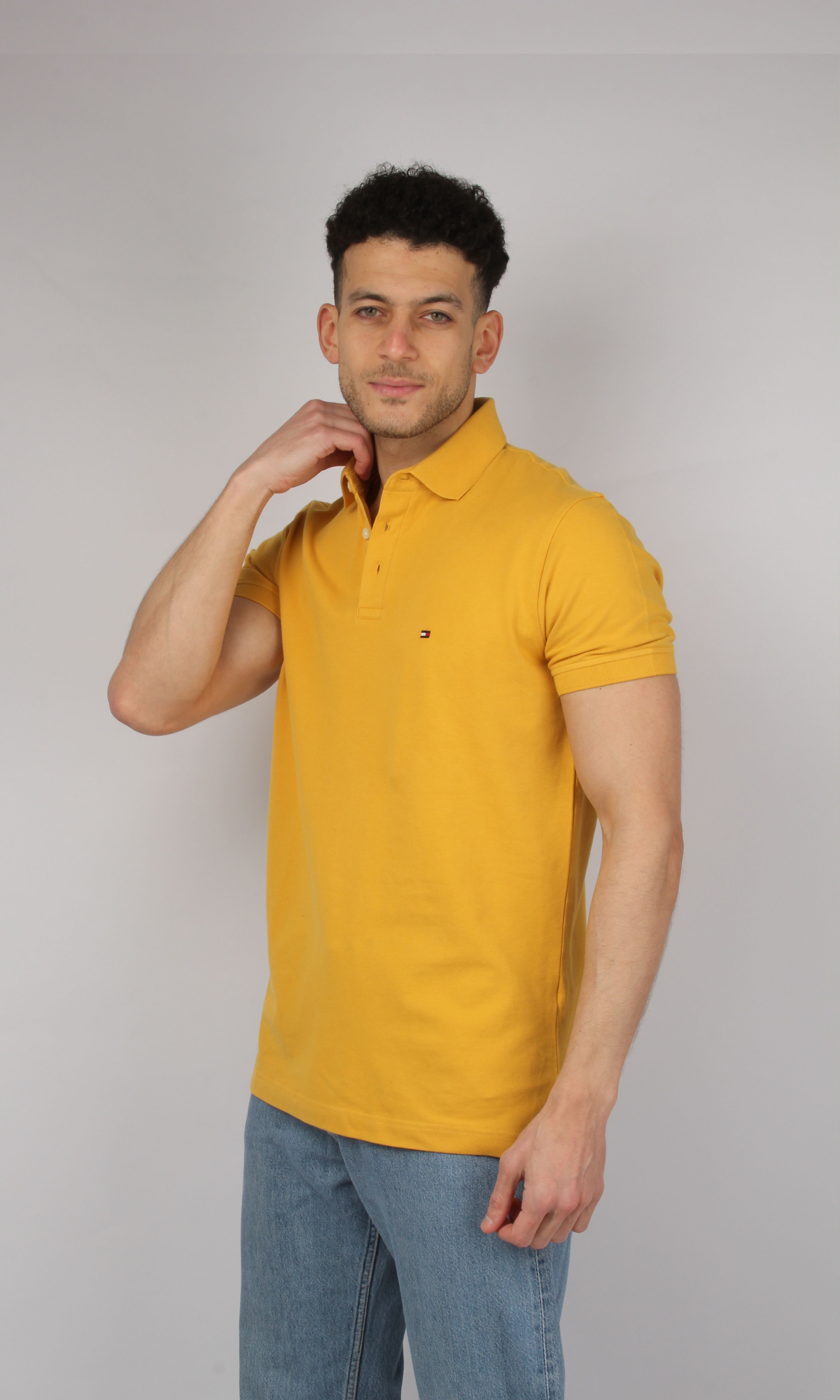 Original Men Solid Polo T-Shirt 3 buttons (Mustard)