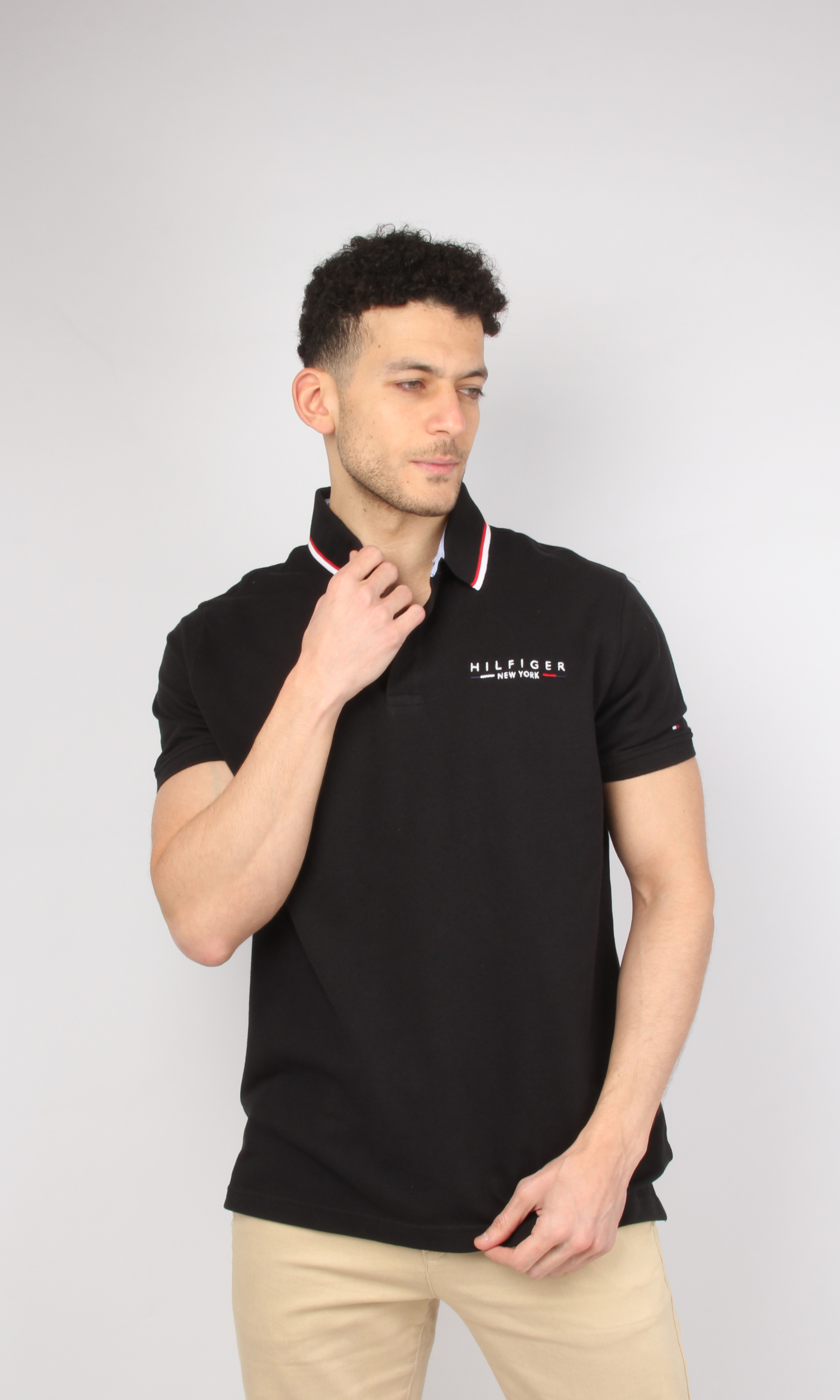 Original Men Solid T-Shirt Side Logo (Black)
