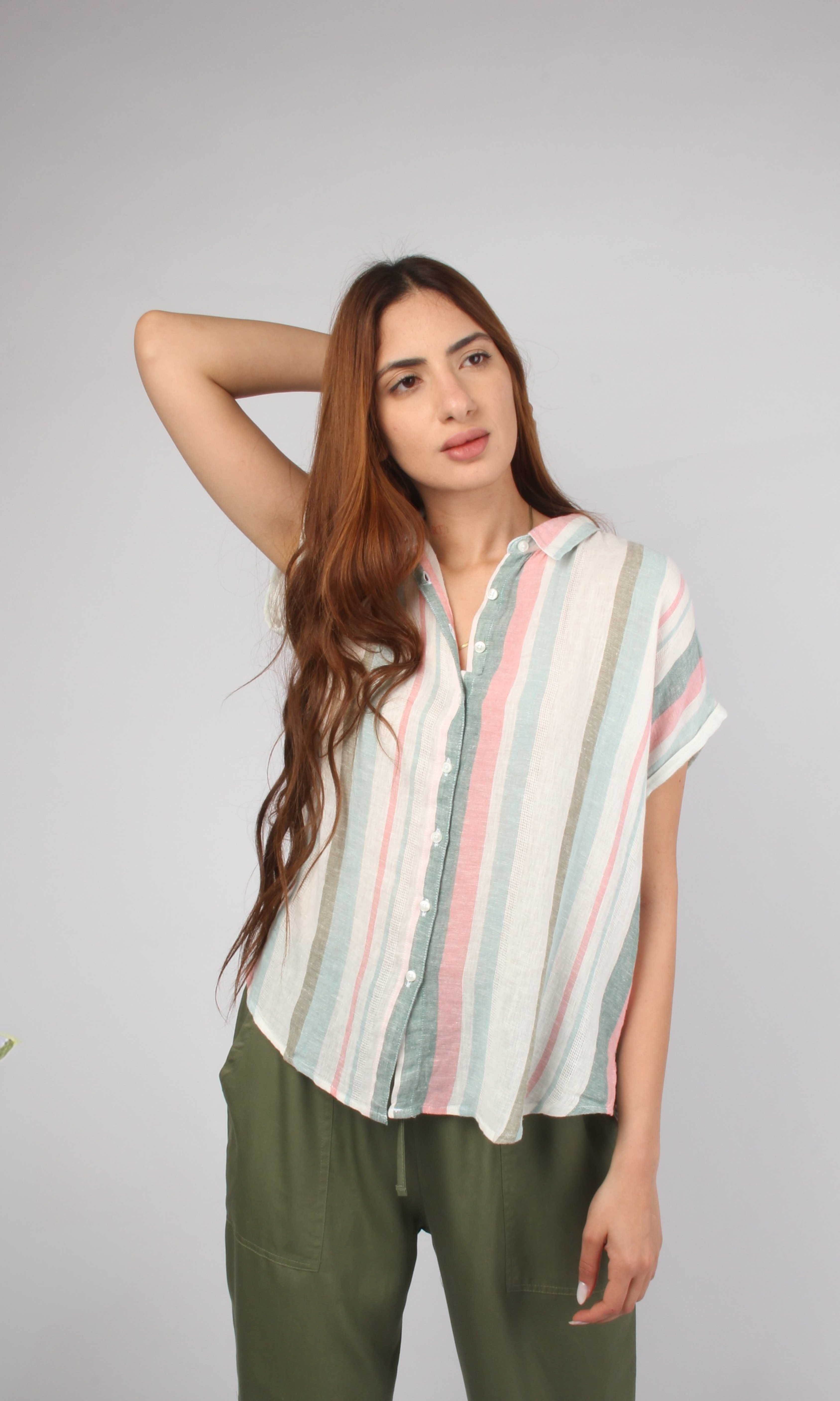Women Multi-Stripe Shirt (Multi Color)