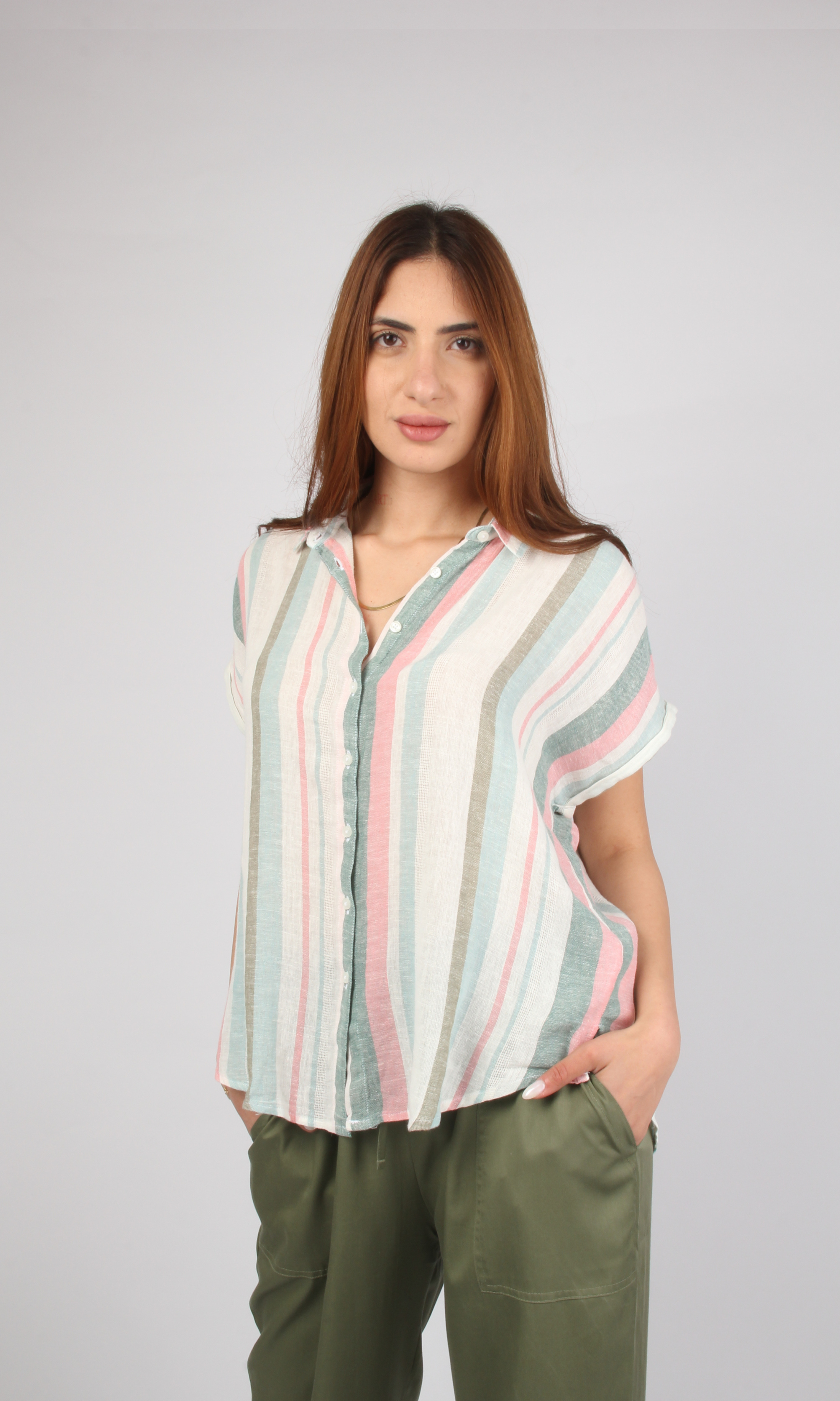 Women Multi-Stripe Shirt (Multi Color)
