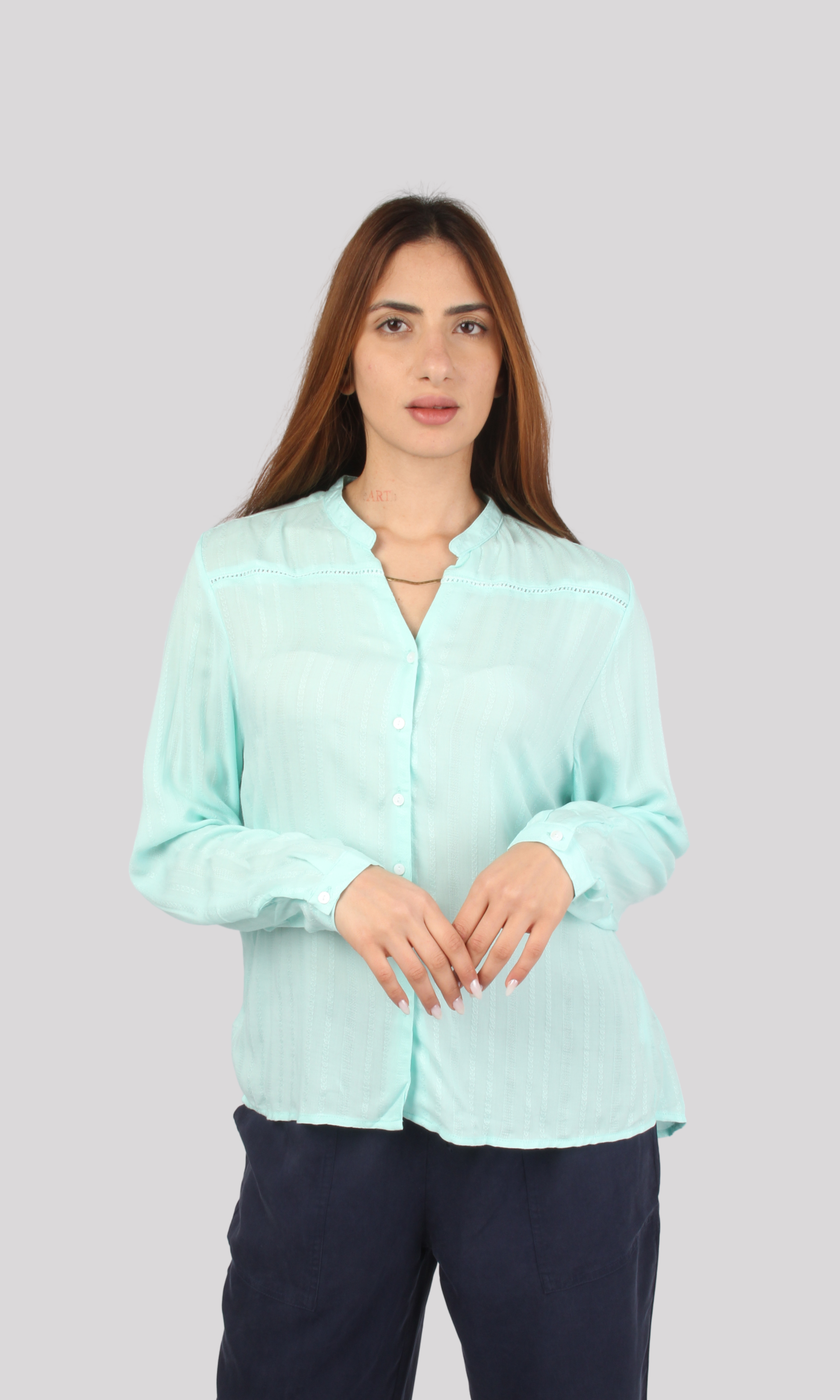 Women Long Sleeves Blouse (Mint)