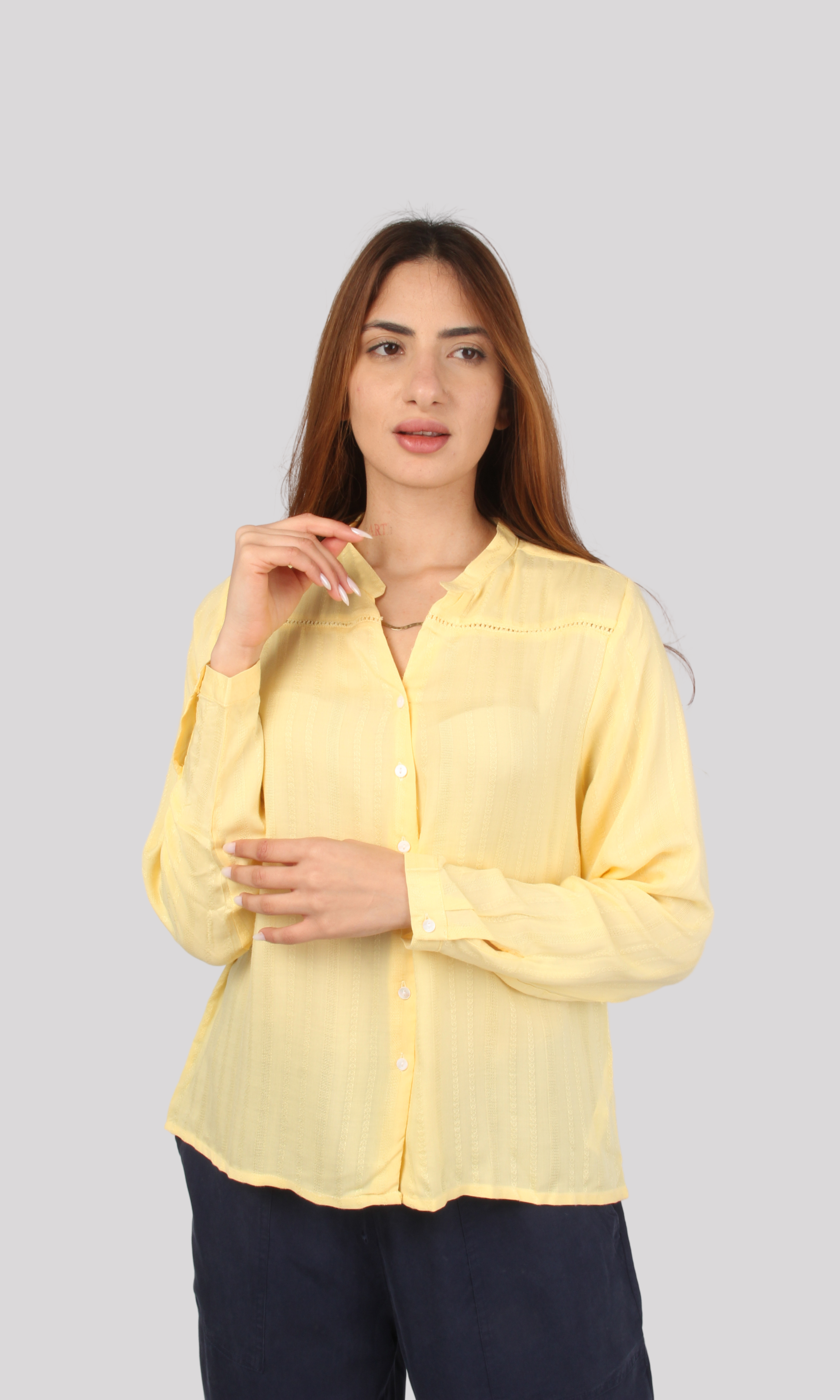 Women Long Sleeves Blouse (Yellow)