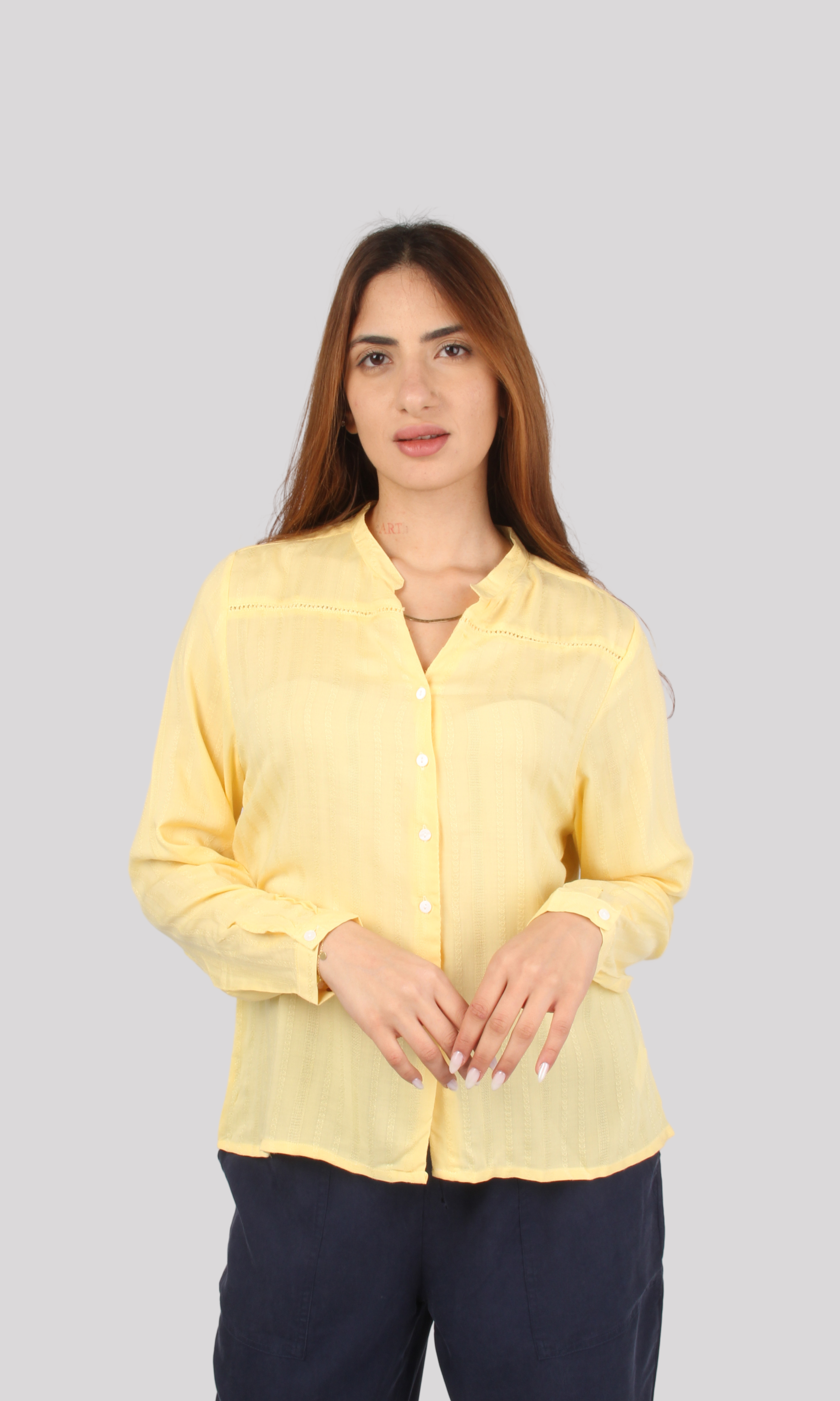 Women Long Sleeves Blouse (Yellow)