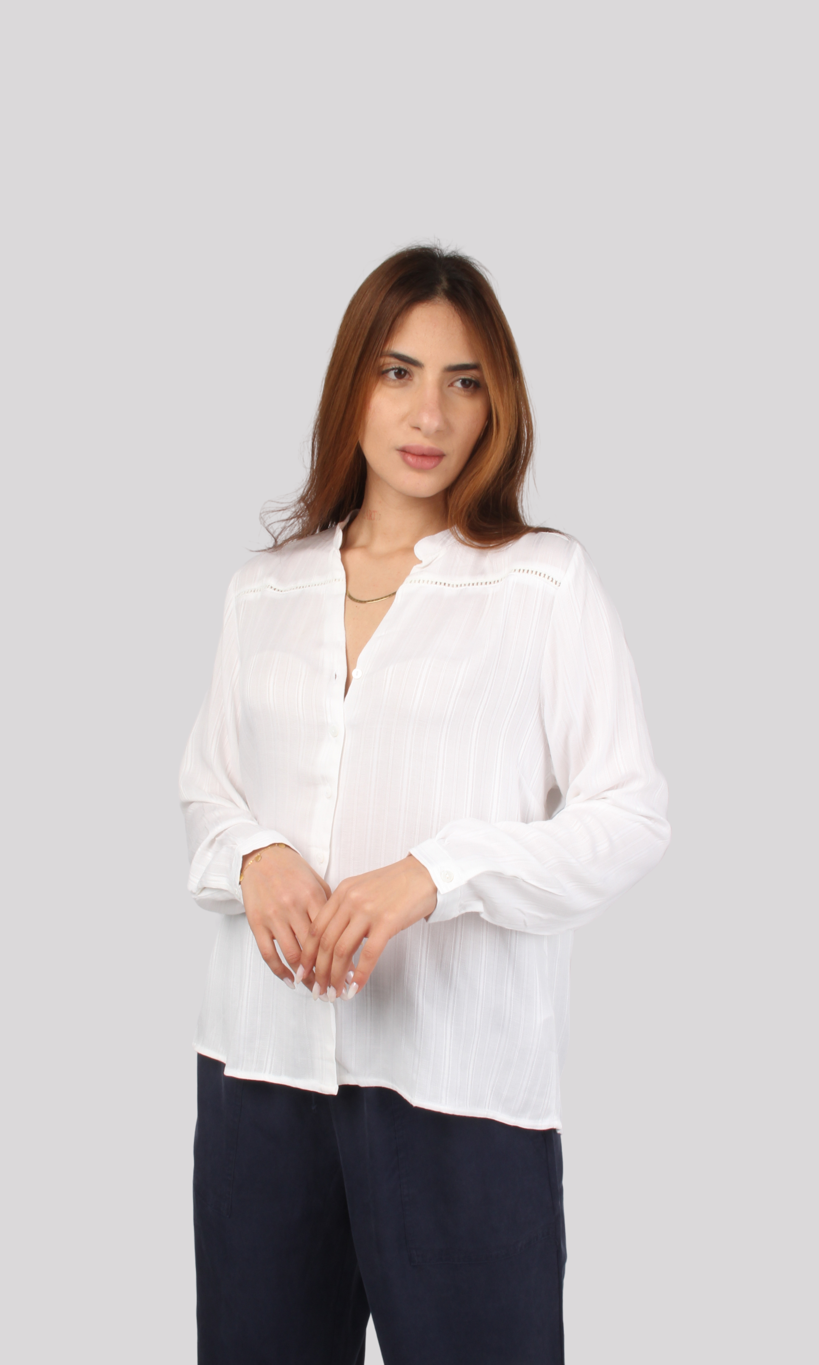 Women Long Sleeves Blouse (White)