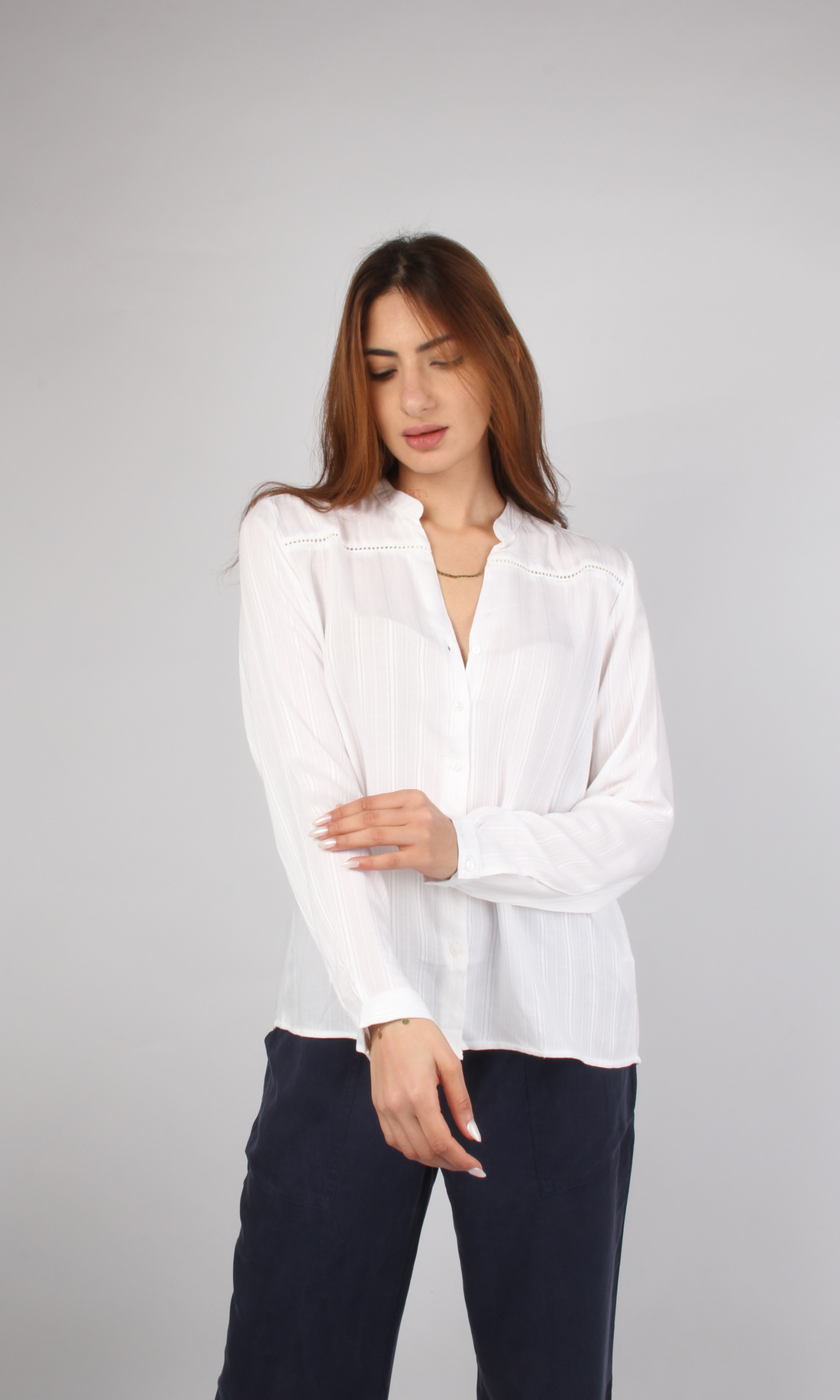 Women Long Sleeves Blouse (White)