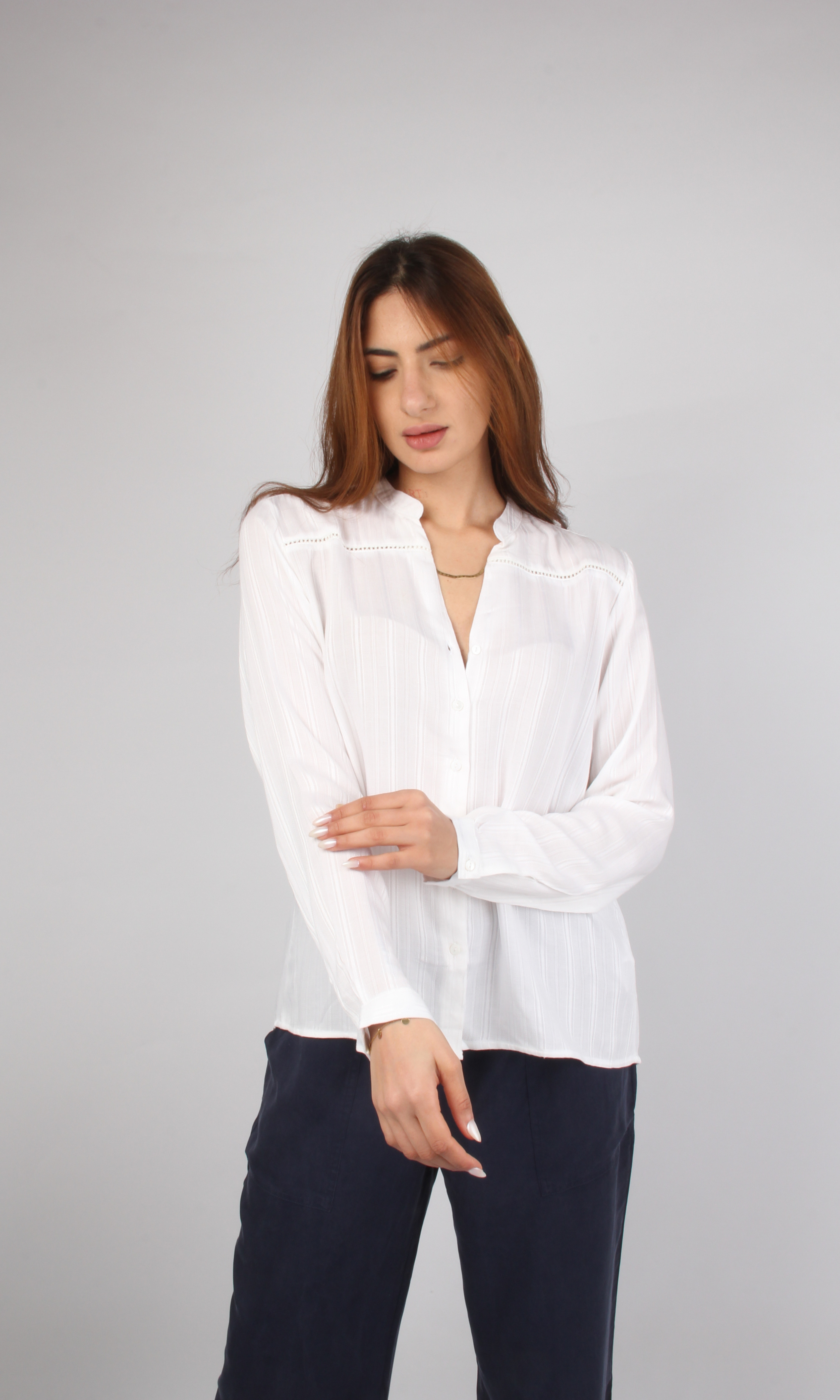 Women Long Sleeves Blouse (White)