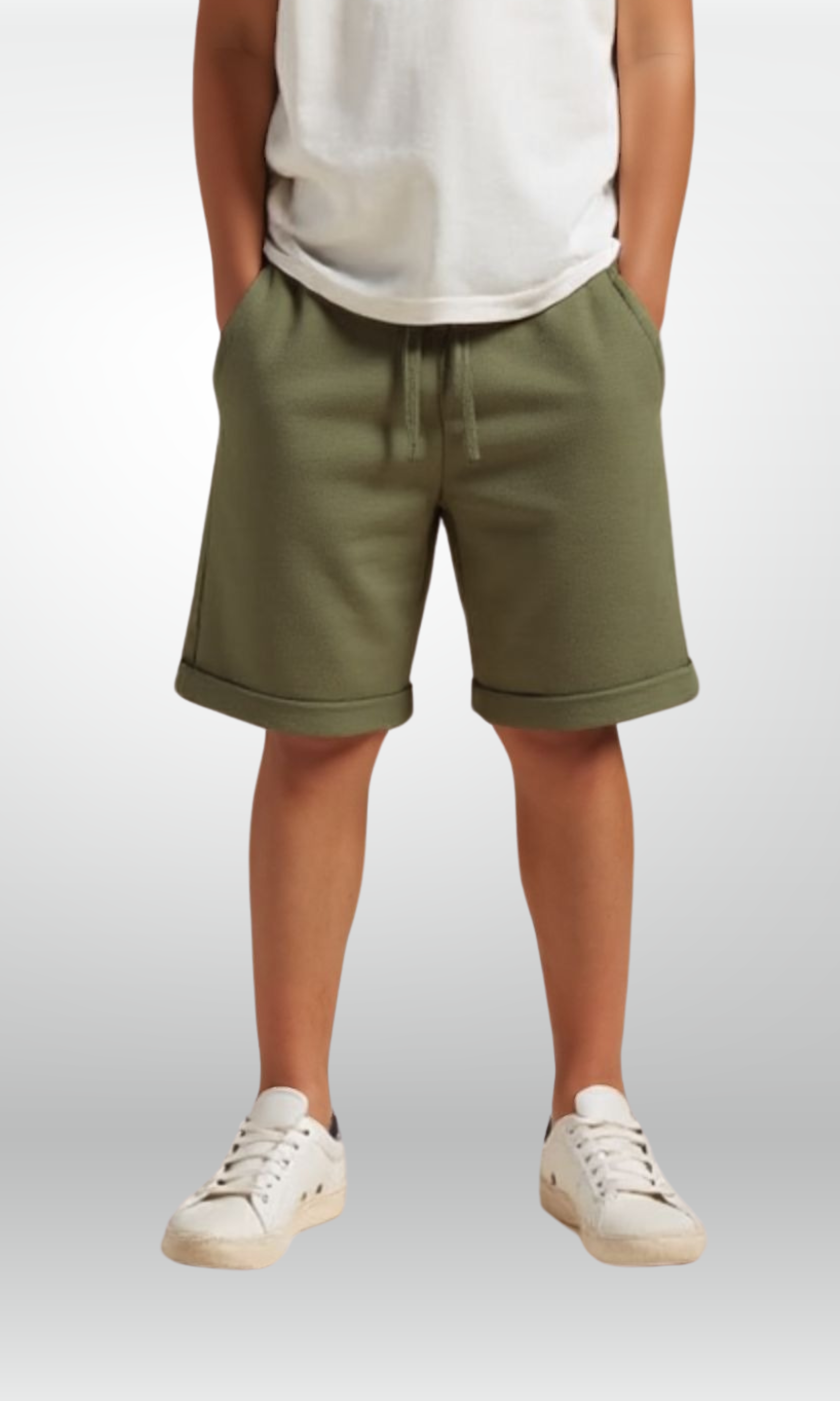 Kids Basic Shorts (Oil Green)
