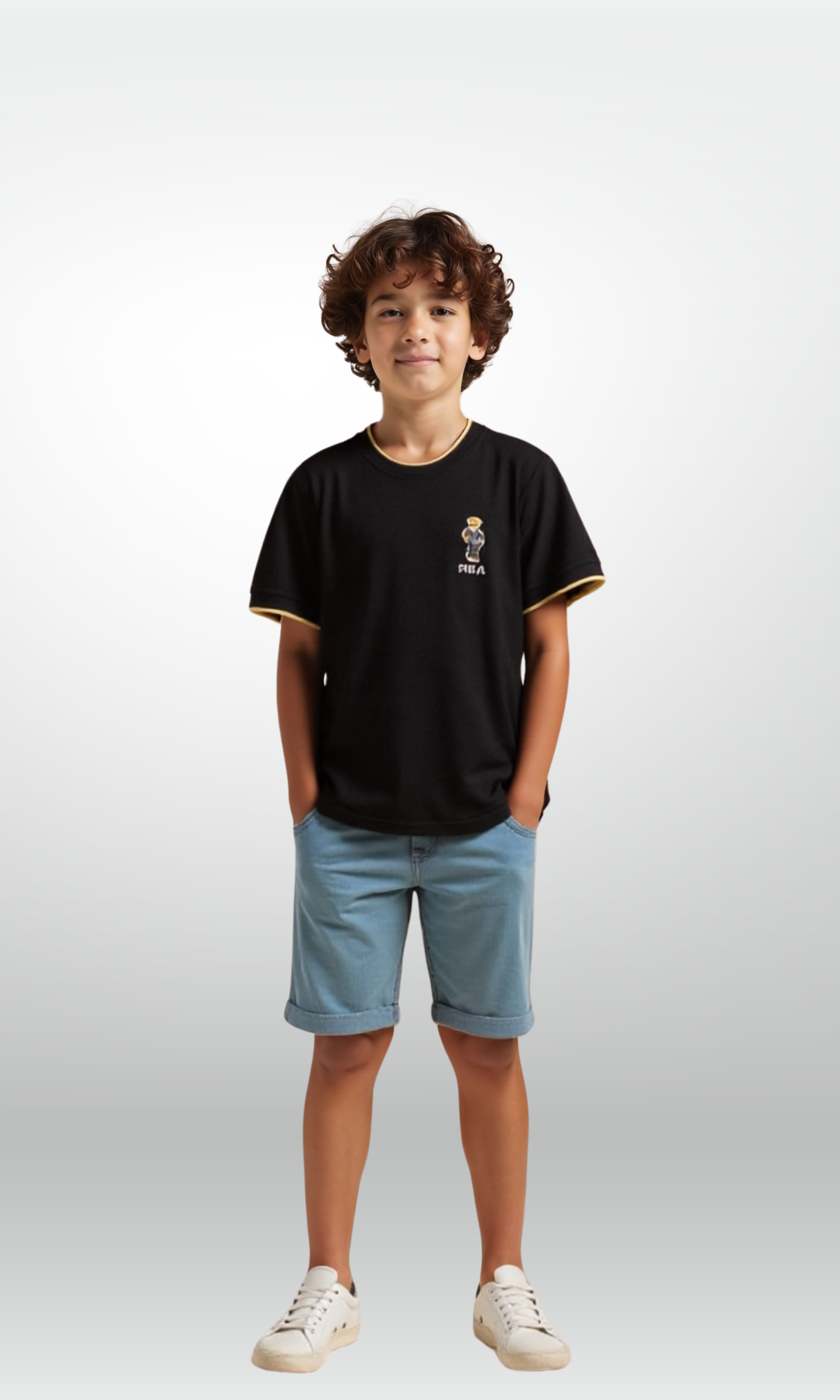 Kids Crew Neck Jersey T-Shirt (Black)