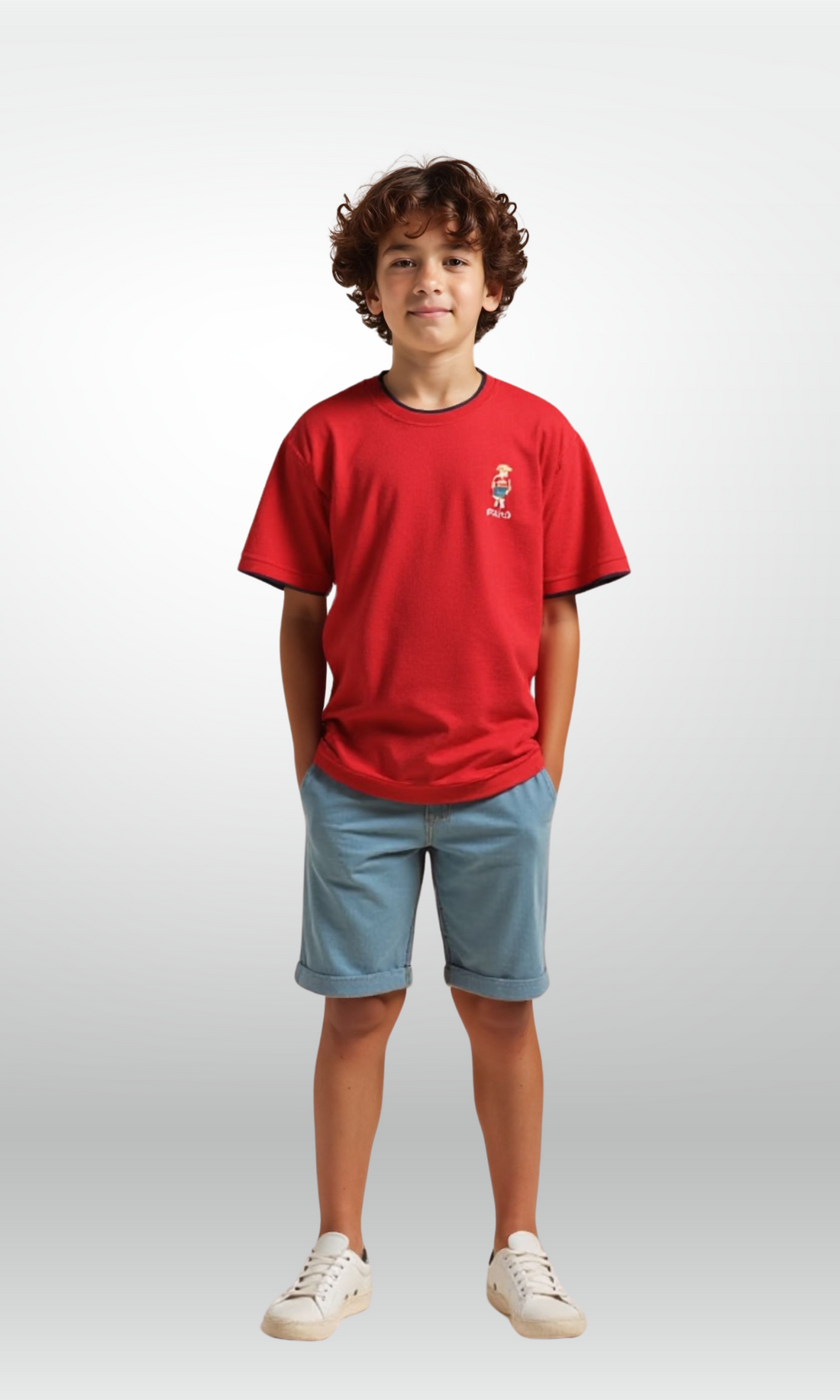 Kids Crew Neck Jersey T-Shirt (Red)