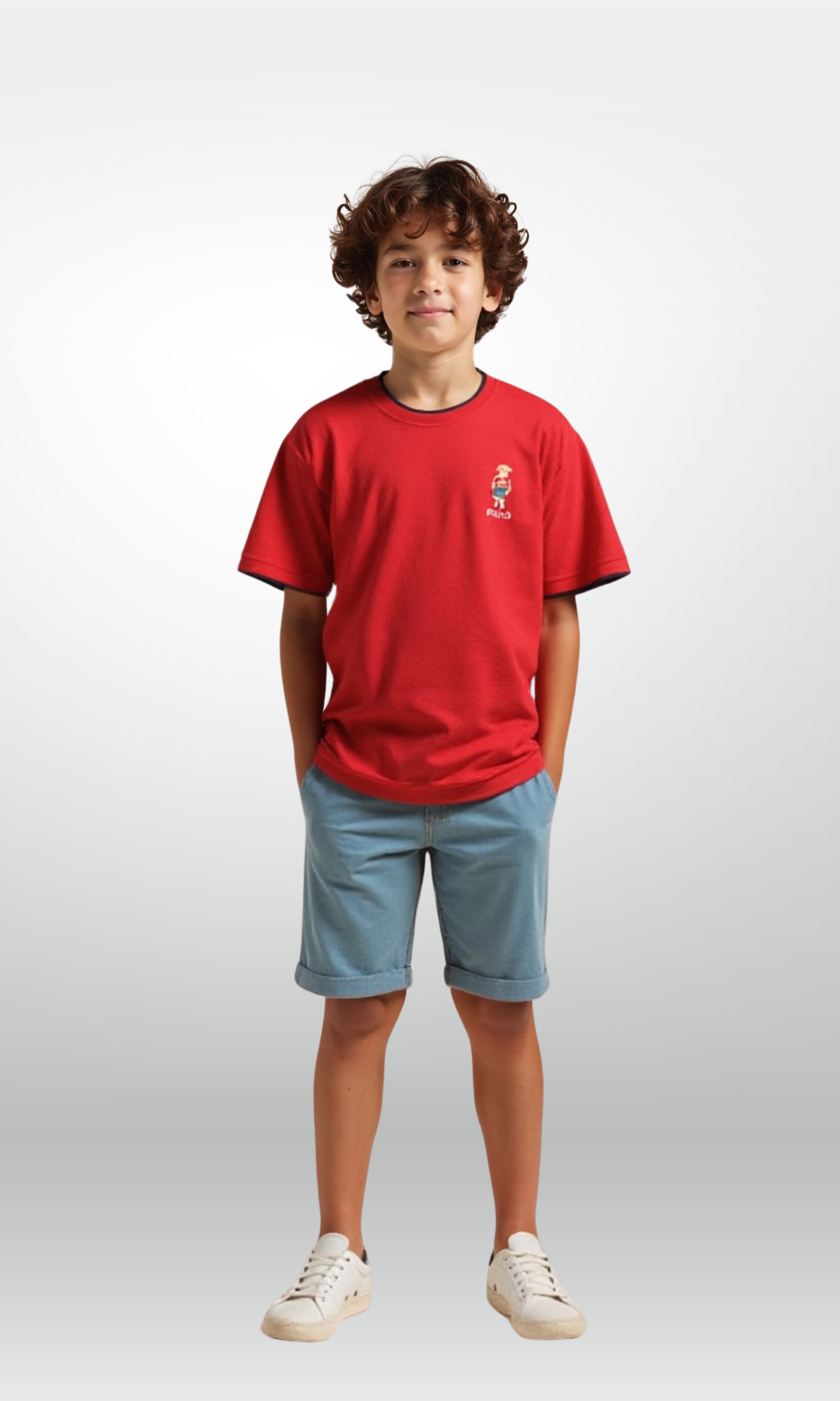 Kids Crew Neck Jersey T-Shirt (Red)