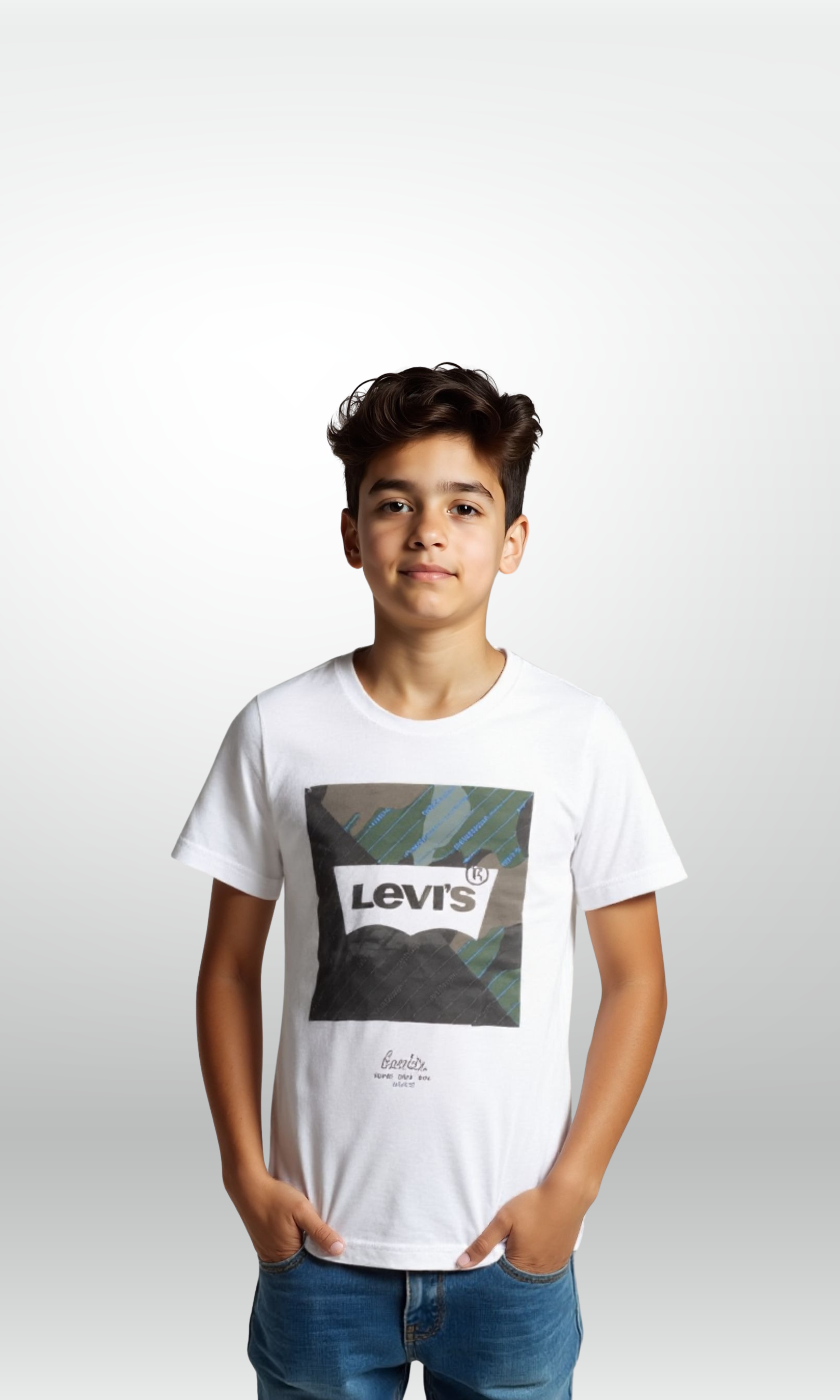 Kids Levi's Short Sleeve T-shirt (White Army Logo)