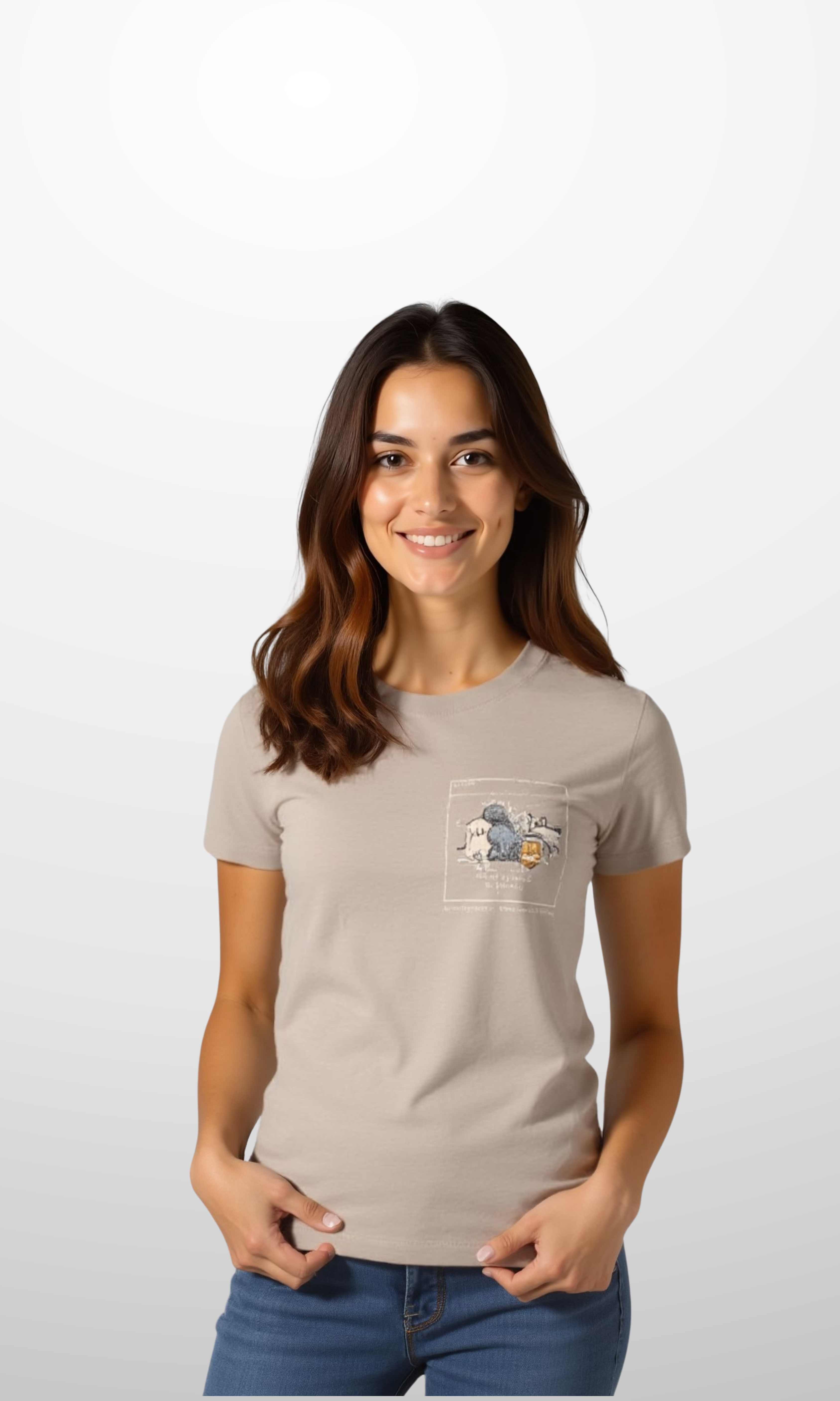 Women Cotton T-Shirt Happy Dog (Café)