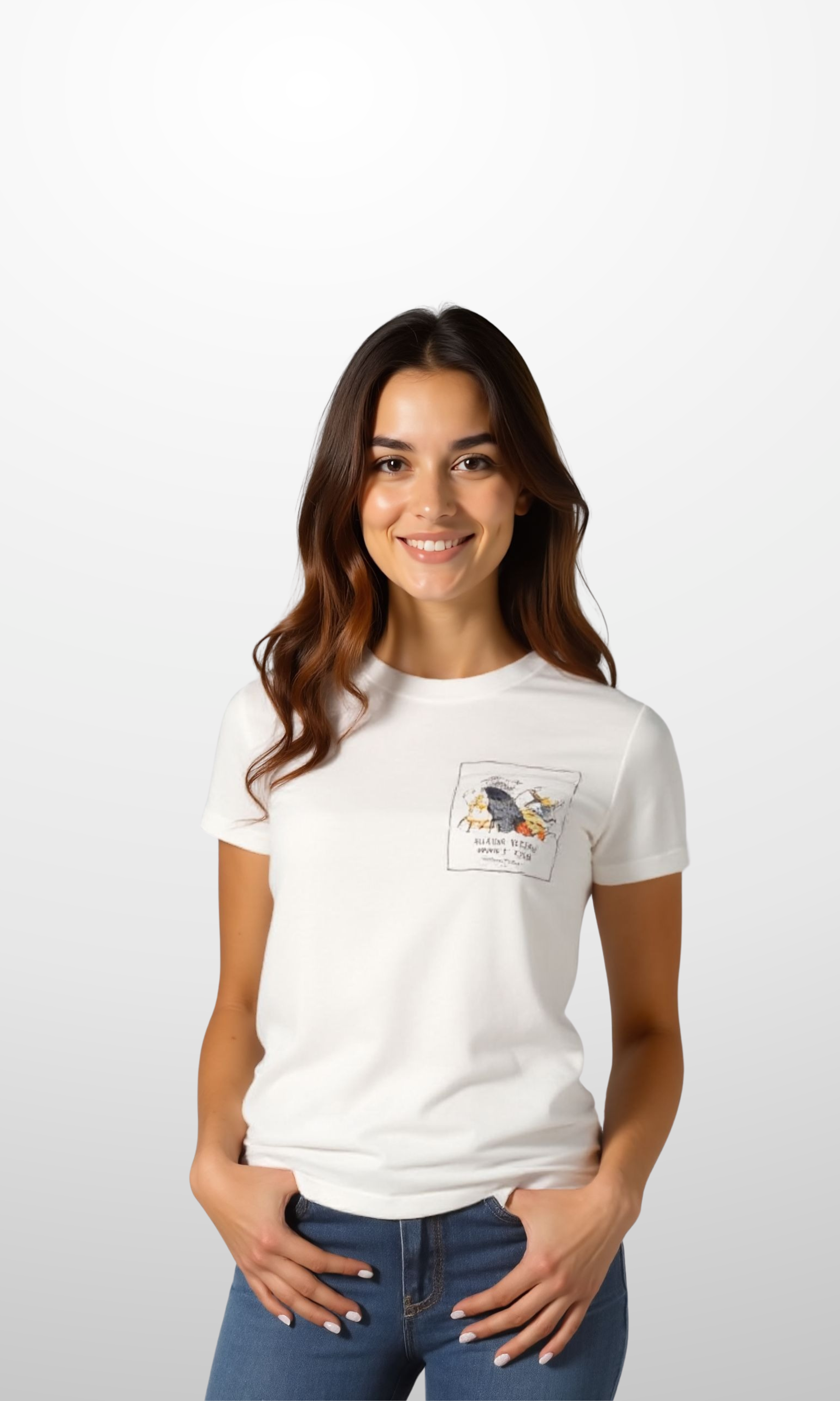Women Cotton T-Shirt Happy Dog (White)