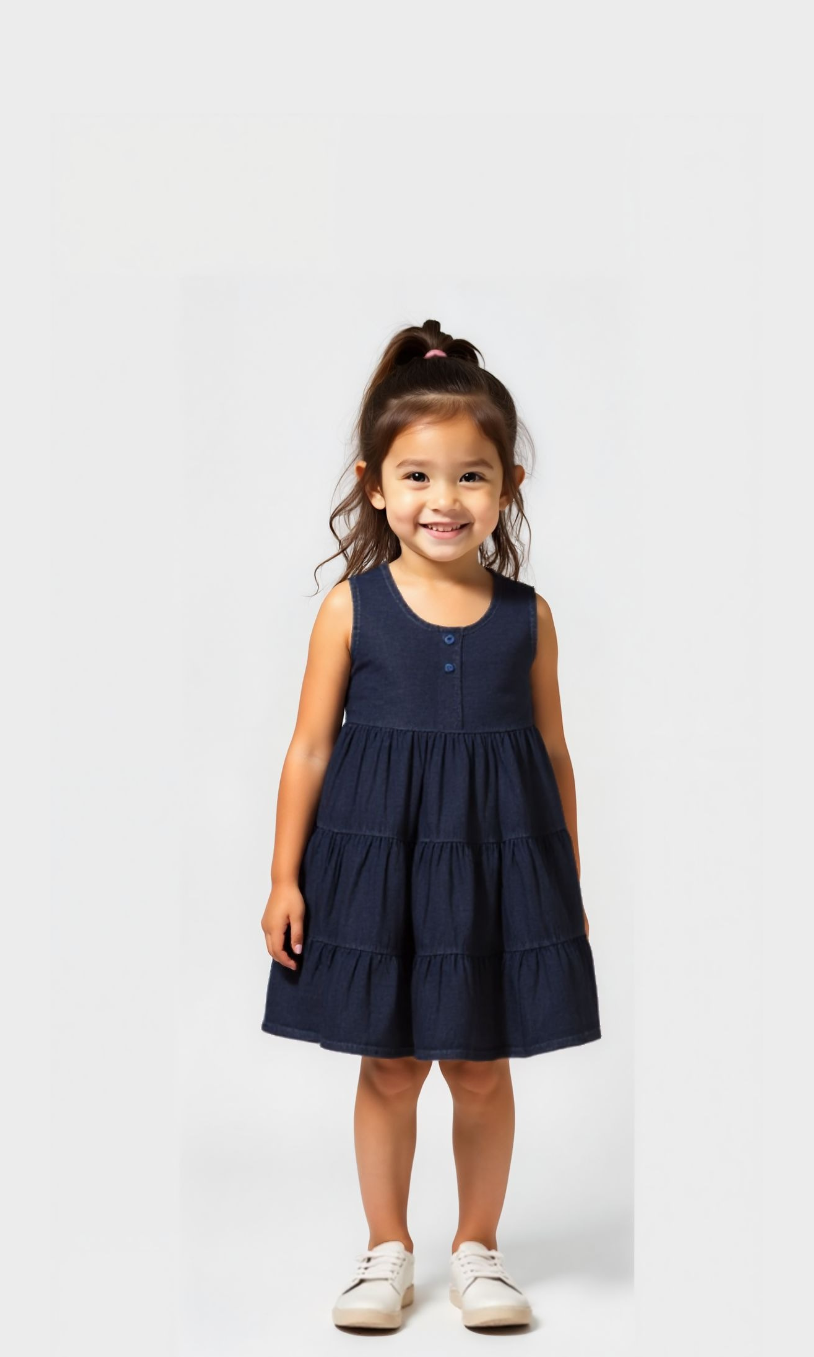 Girls Curves Denim Dress (Dark Blue)