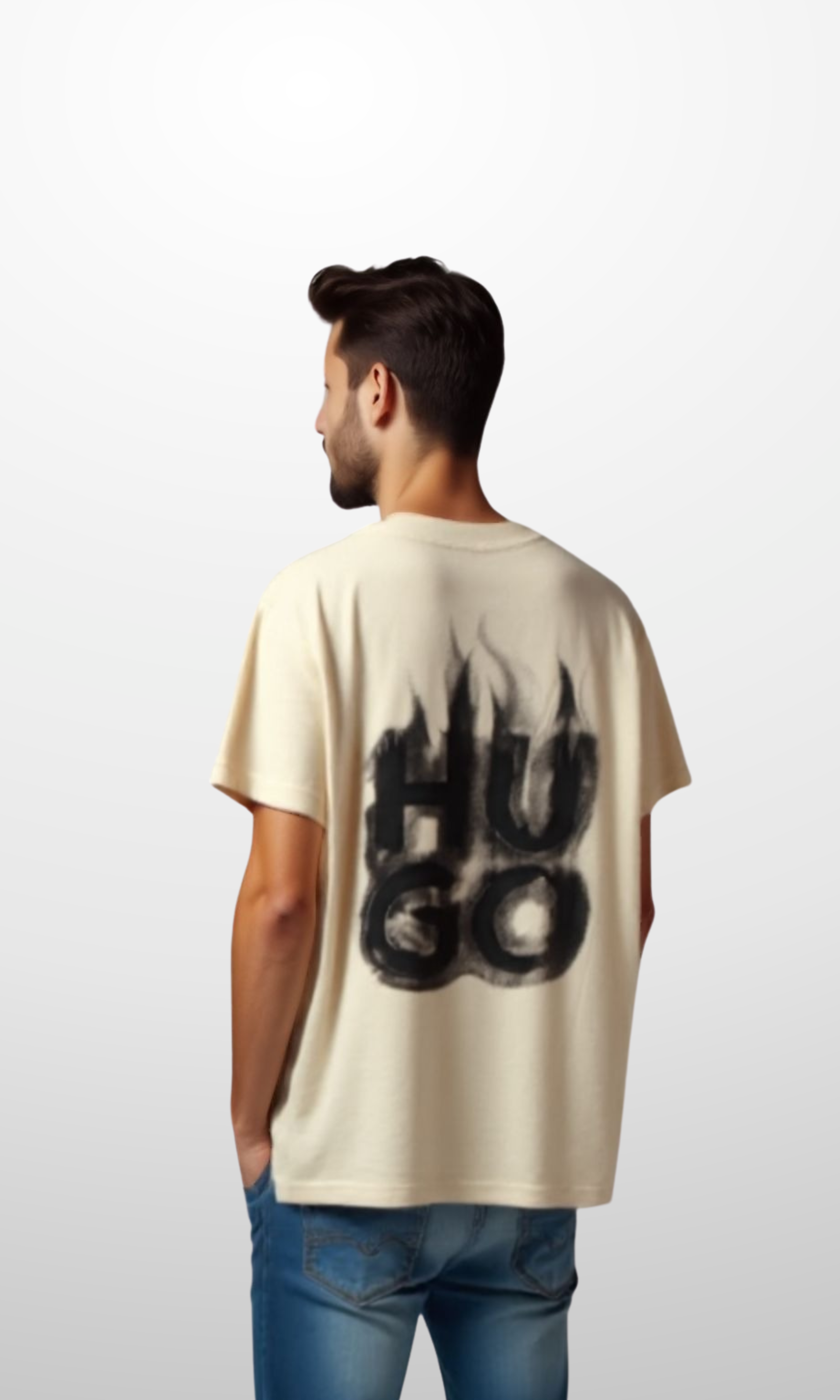 Men Cotton Crew Neck T-Shirt (Beige)