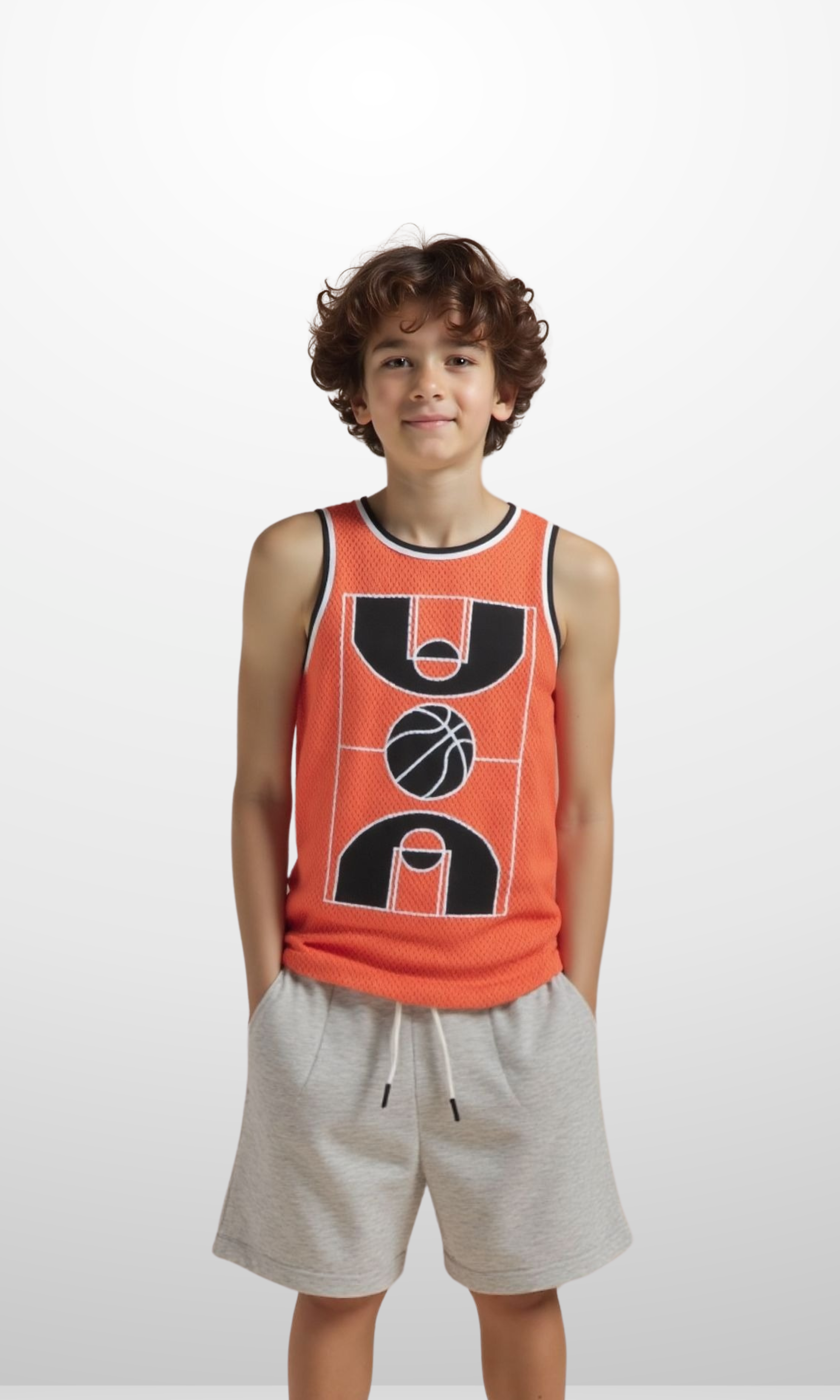 Kids Graphic Mesh Performance Tank Top (Orang)