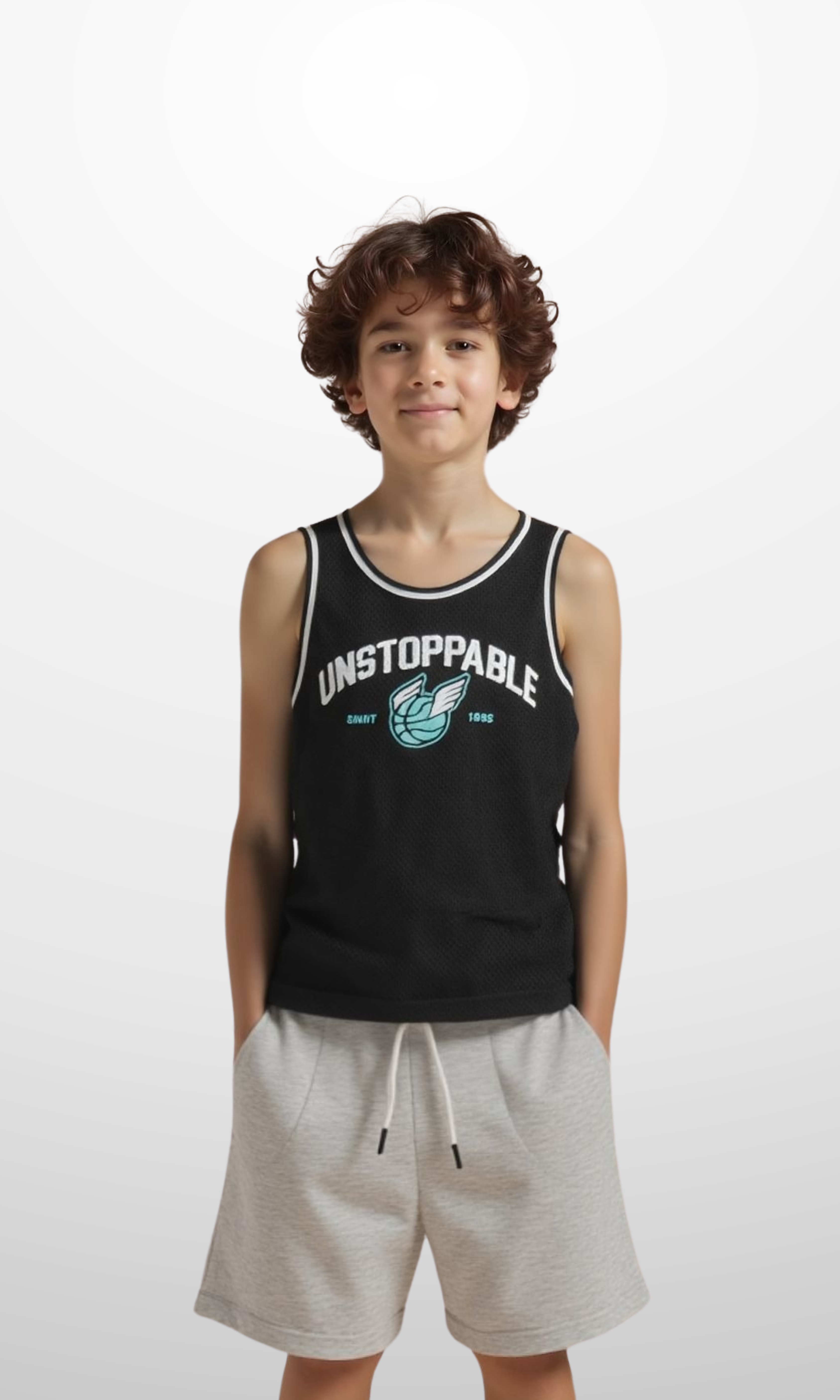 Kids Graphic Mesh Performance Tank Top (Black)
