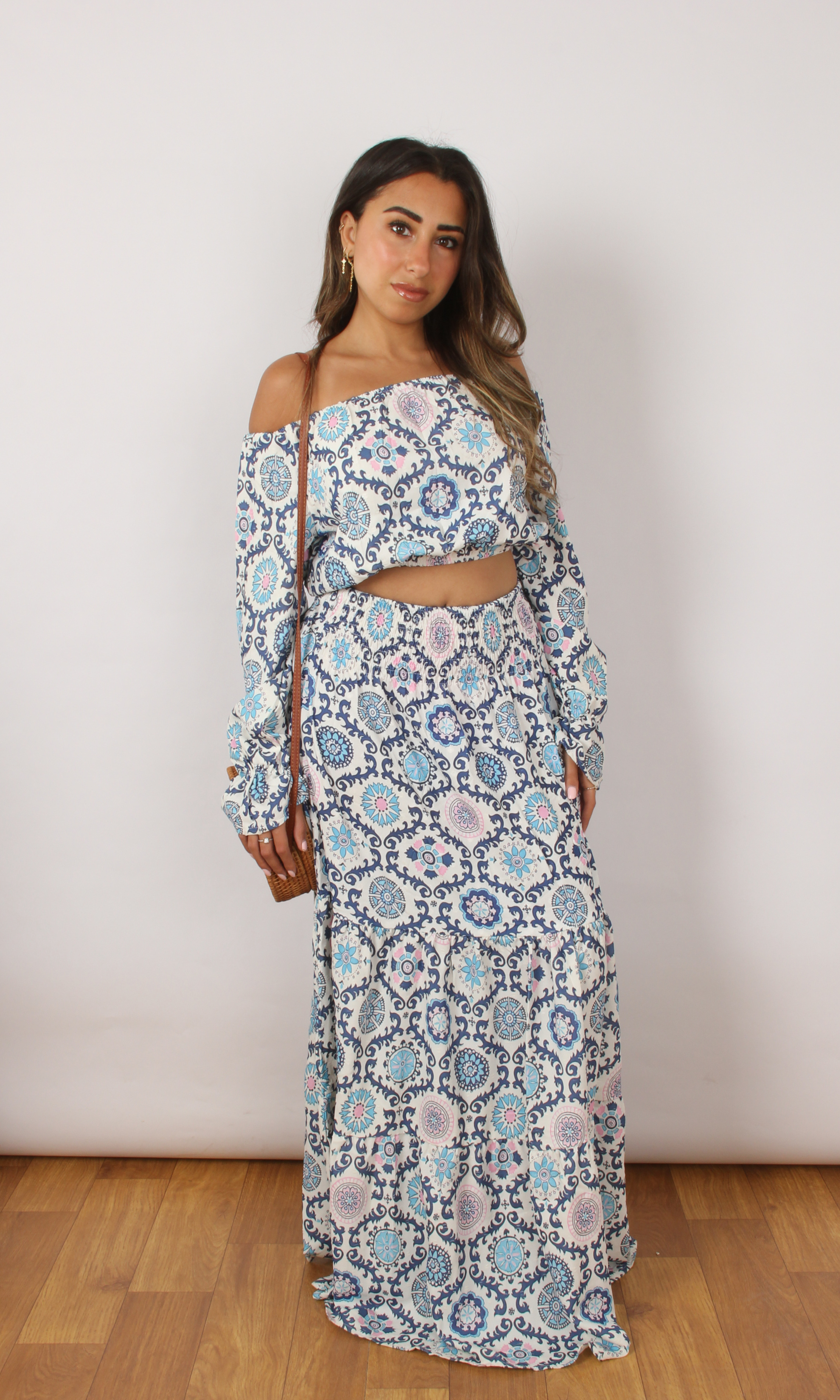 Women Patterned Matching Set (Baby Blue)