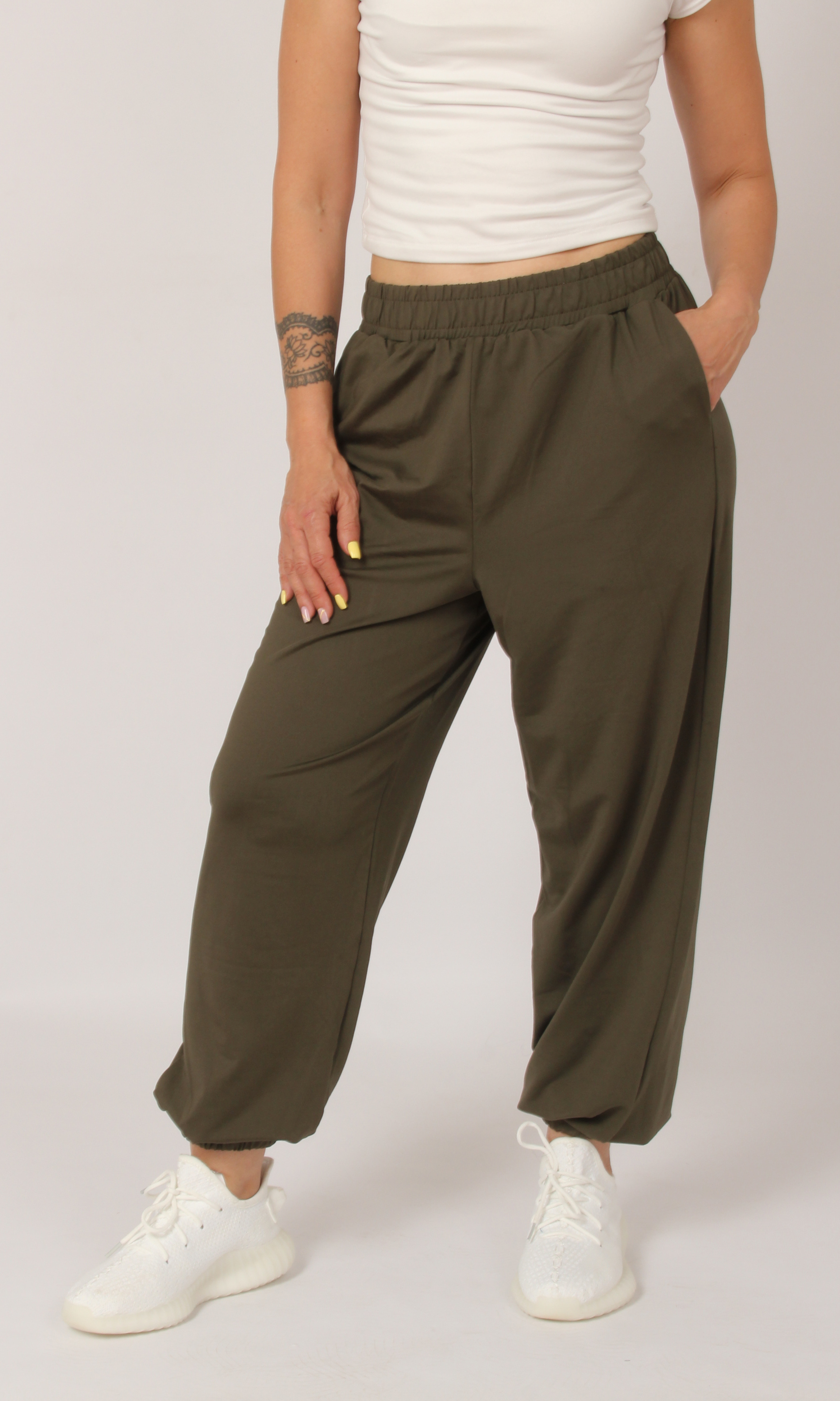 Women Baggy Joggers (Oil Green)