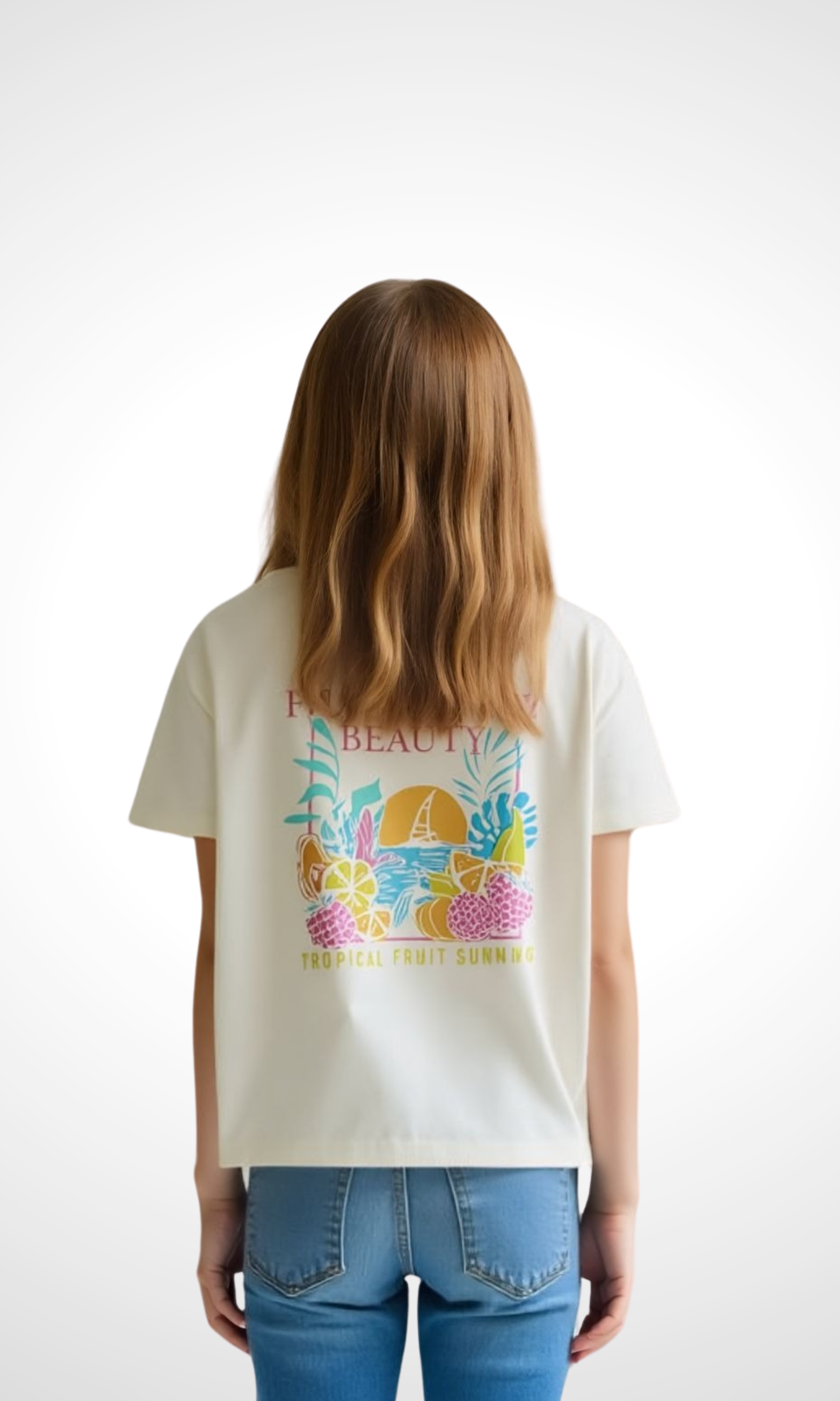 Kids Crew Neck T-Shirt Fruity (Beige)
