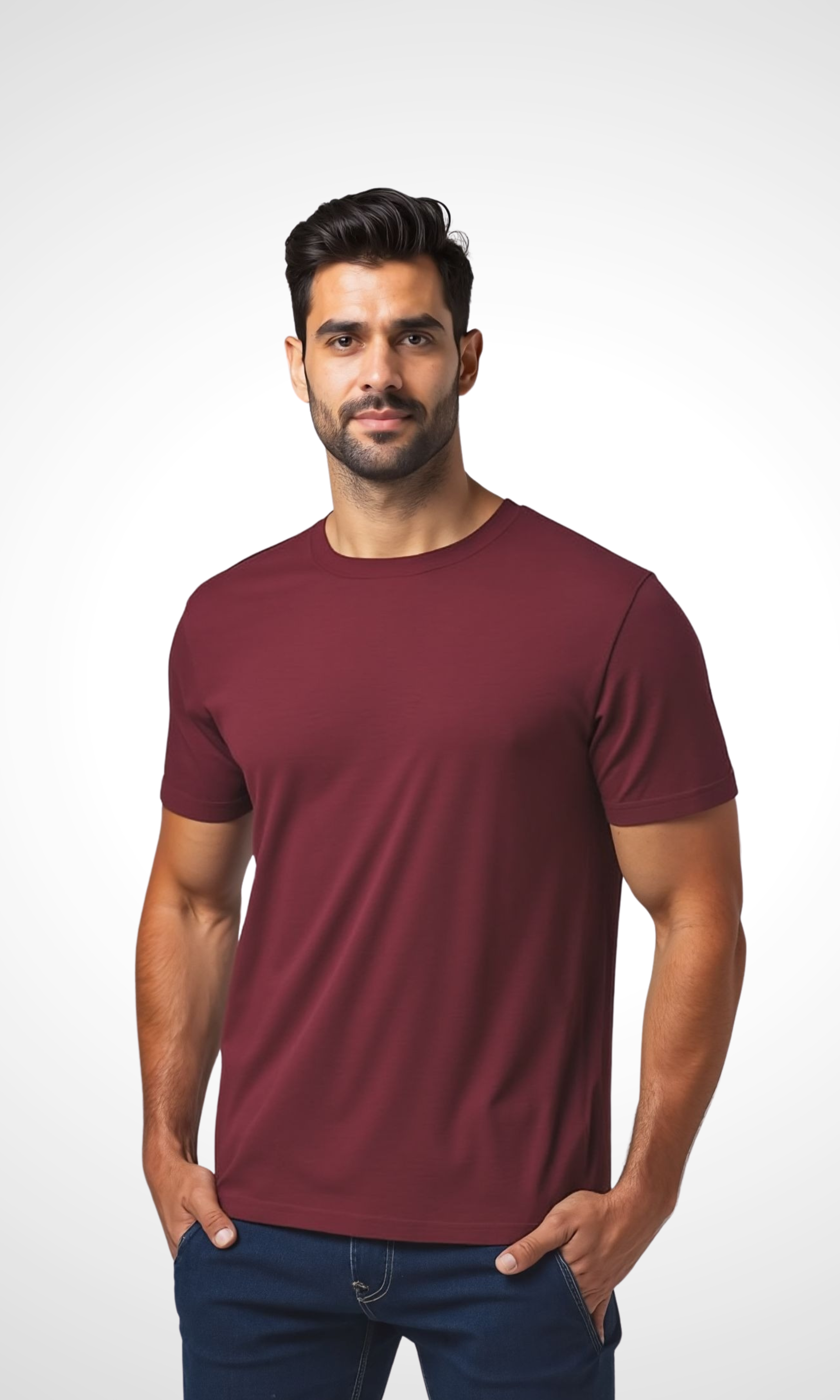 Men Regular Fit Sports T-Shirt (Burgundy)