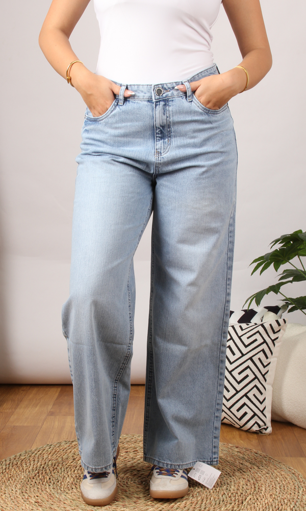 Women Wide Leg Jeans (Mid Blue)